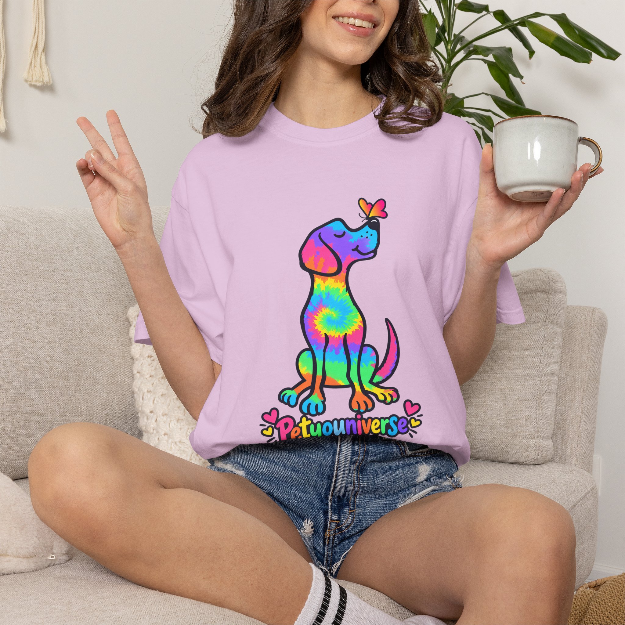 Tie-Dye Puppy T-Shirt — Colorful "PetYoUniverse" Dog Graphic Tee - Image 93