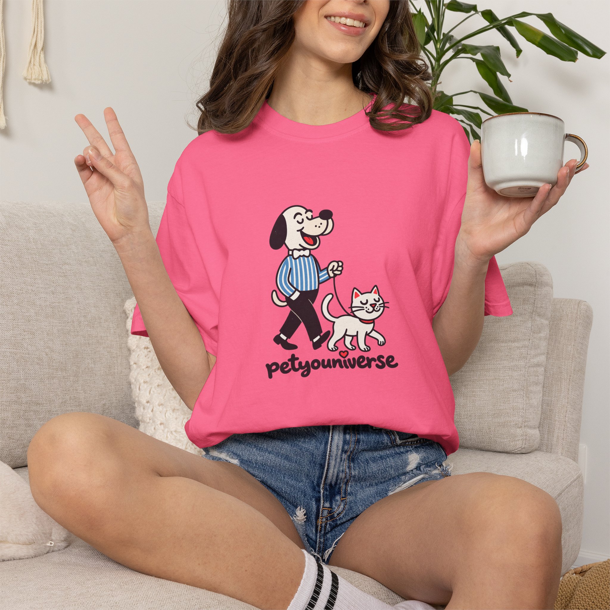PetYouniverse Walking Dog & Cat Tee — Cute Retro Pet Graphic T-Shirt - Image 102