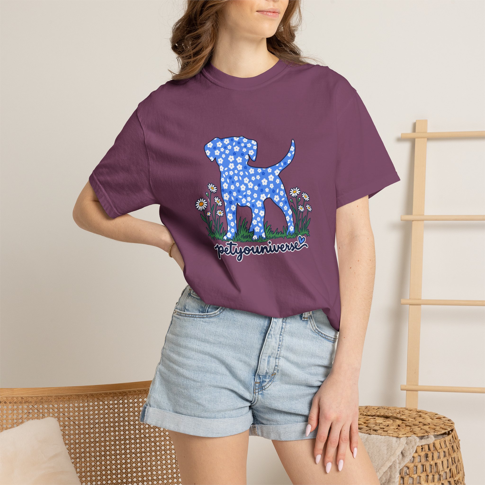 Dog Silhouette Floral T‑Shirt — "PetYoUniverse" Graphic Tee - Image 82