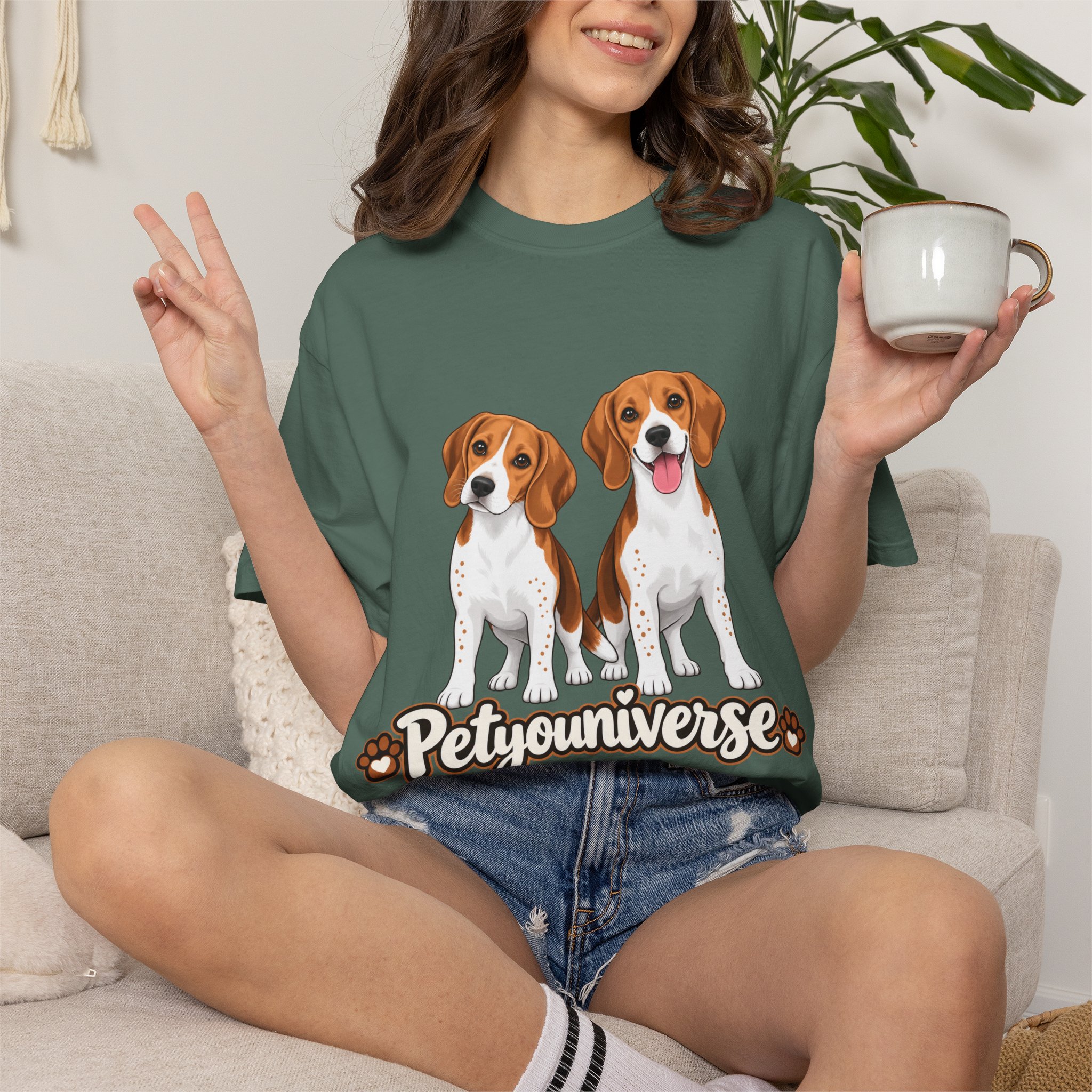 Beagle Lovers T-Shirt — 'PetYoUniverse' Cute Cartoon Duo Dog Tee - Image 66