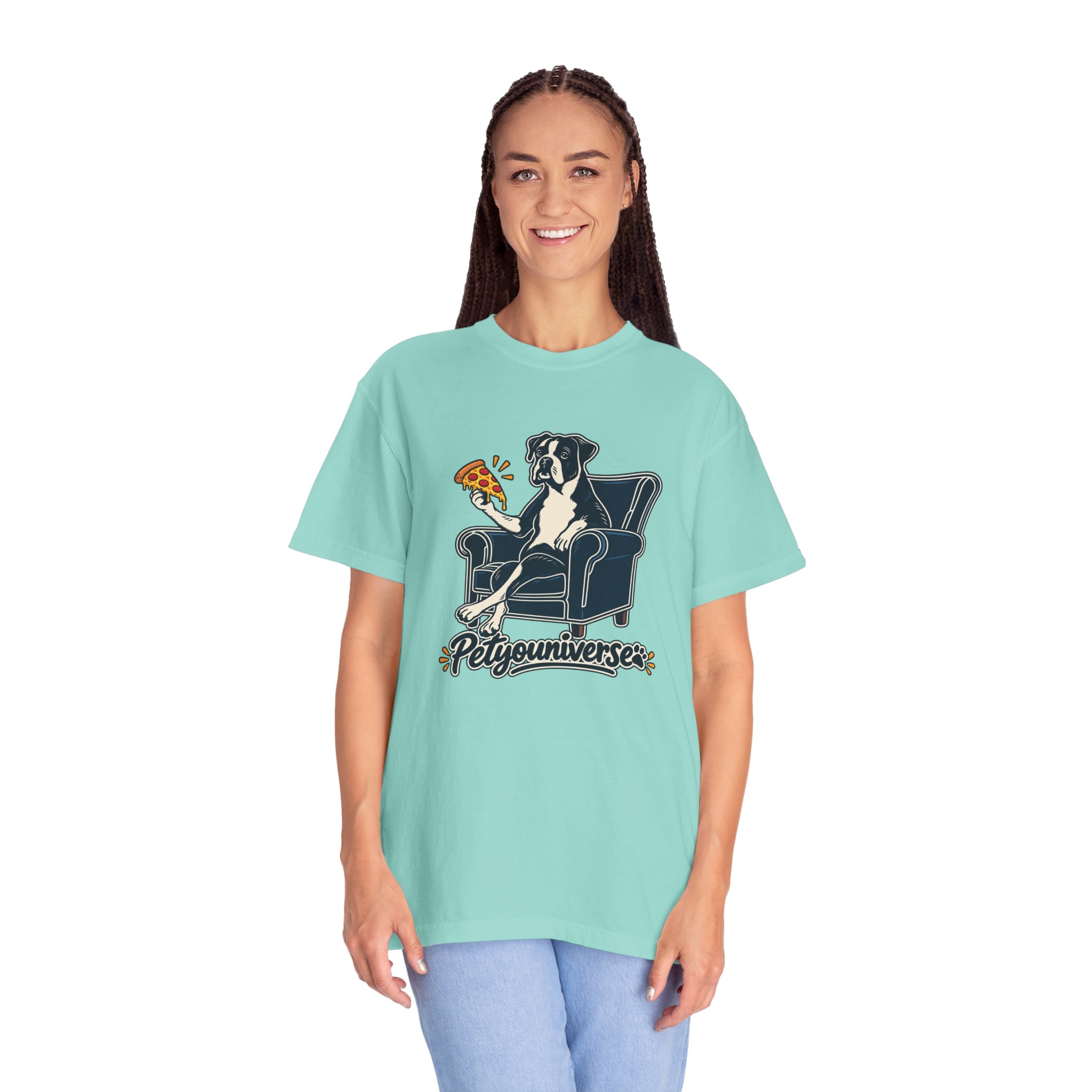 T-Shirt — PetYoUniverse Dog on Armchair with Pizza Graphic - Image 77