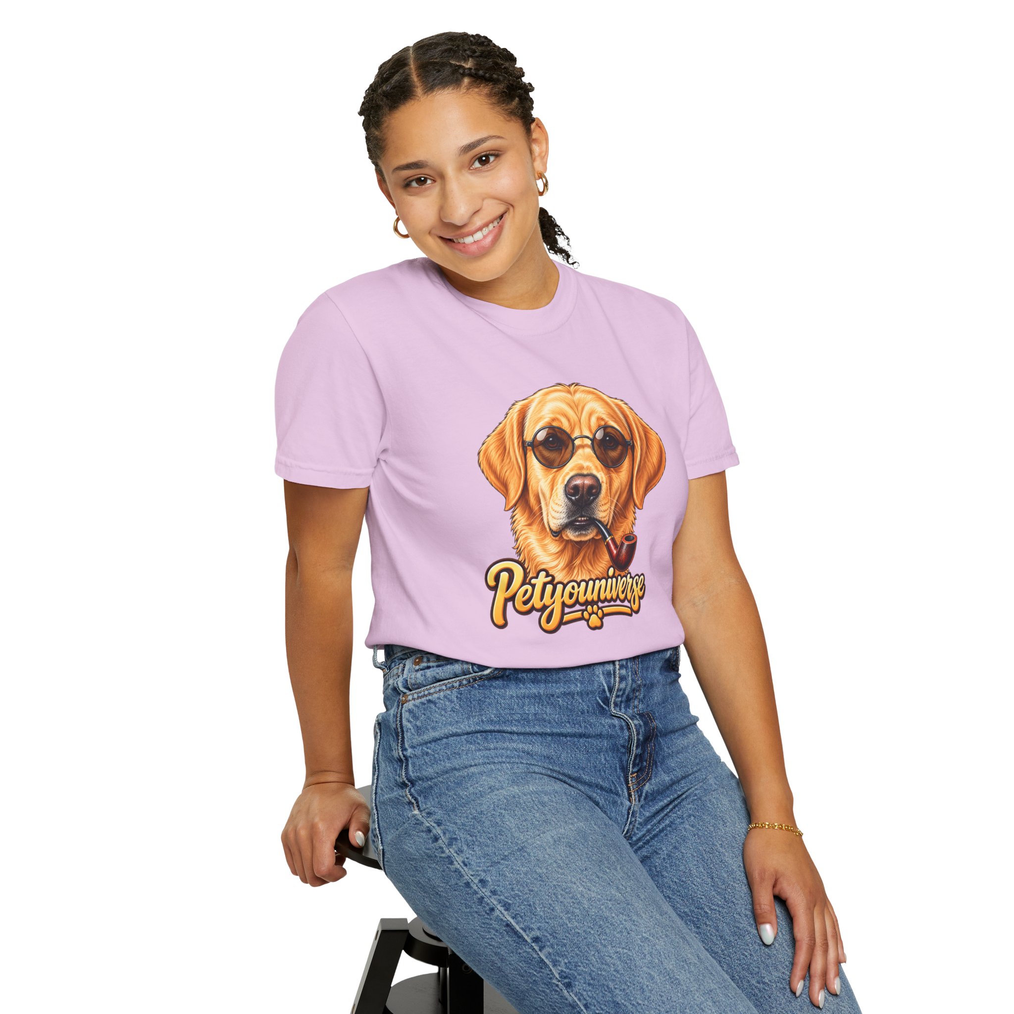 Dog Graphic T-Shirt — 'PetYoUniverse' Yellow Lab Portrait Tee - Image 114