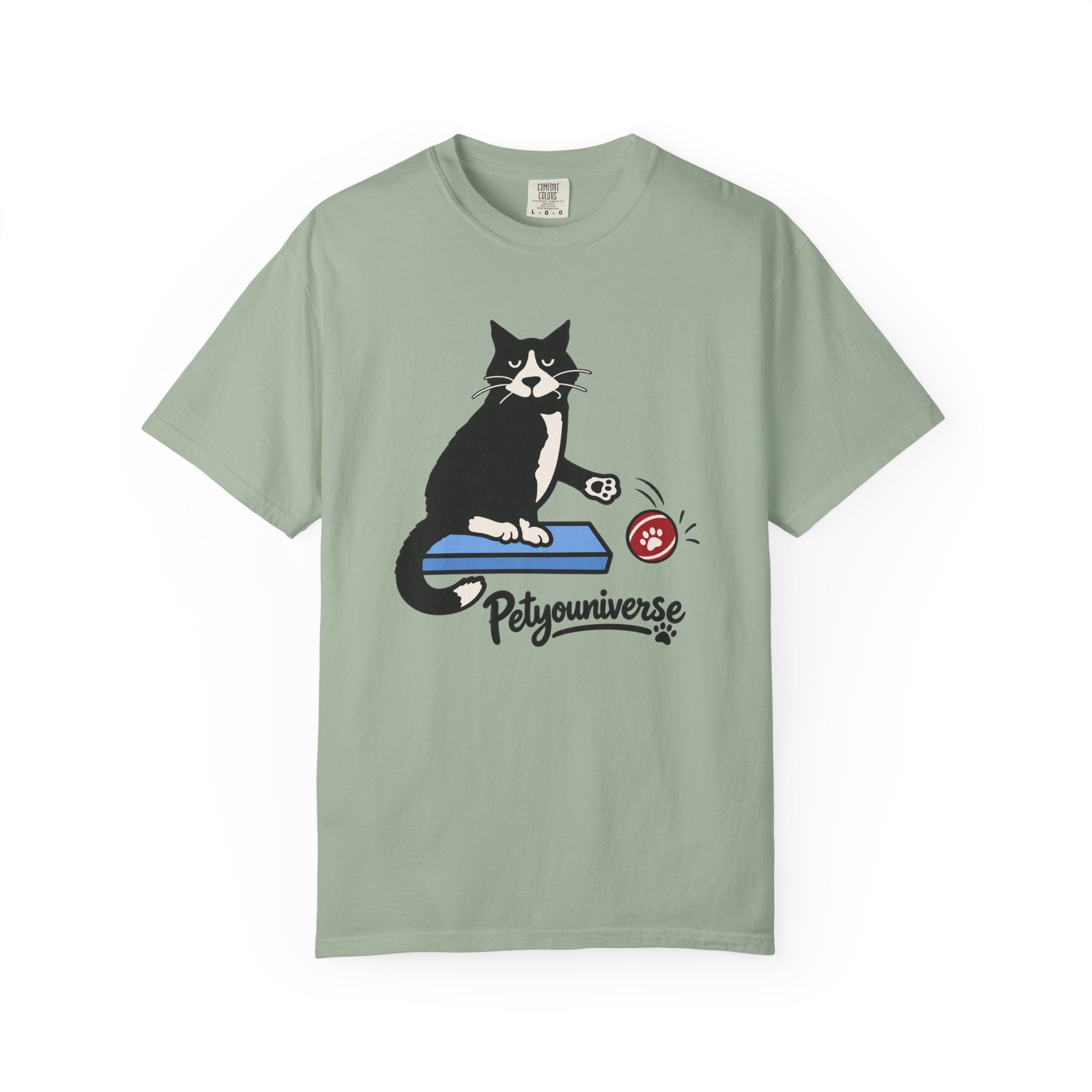 Cat on Scratch Pad Graphic T-Shirt — "Petyouniverse" Cute Paw Play Tee - Image 64