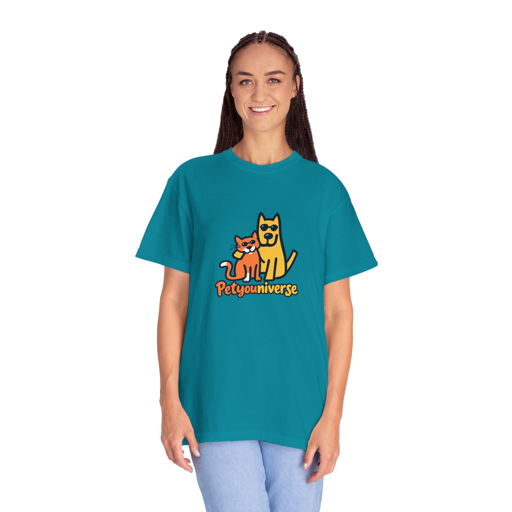 PetyoUniverse Cute Cat & Dog Graphic T-Shirt — Vintage Garment-Dyed Tee for Pet Lovers - Image 95