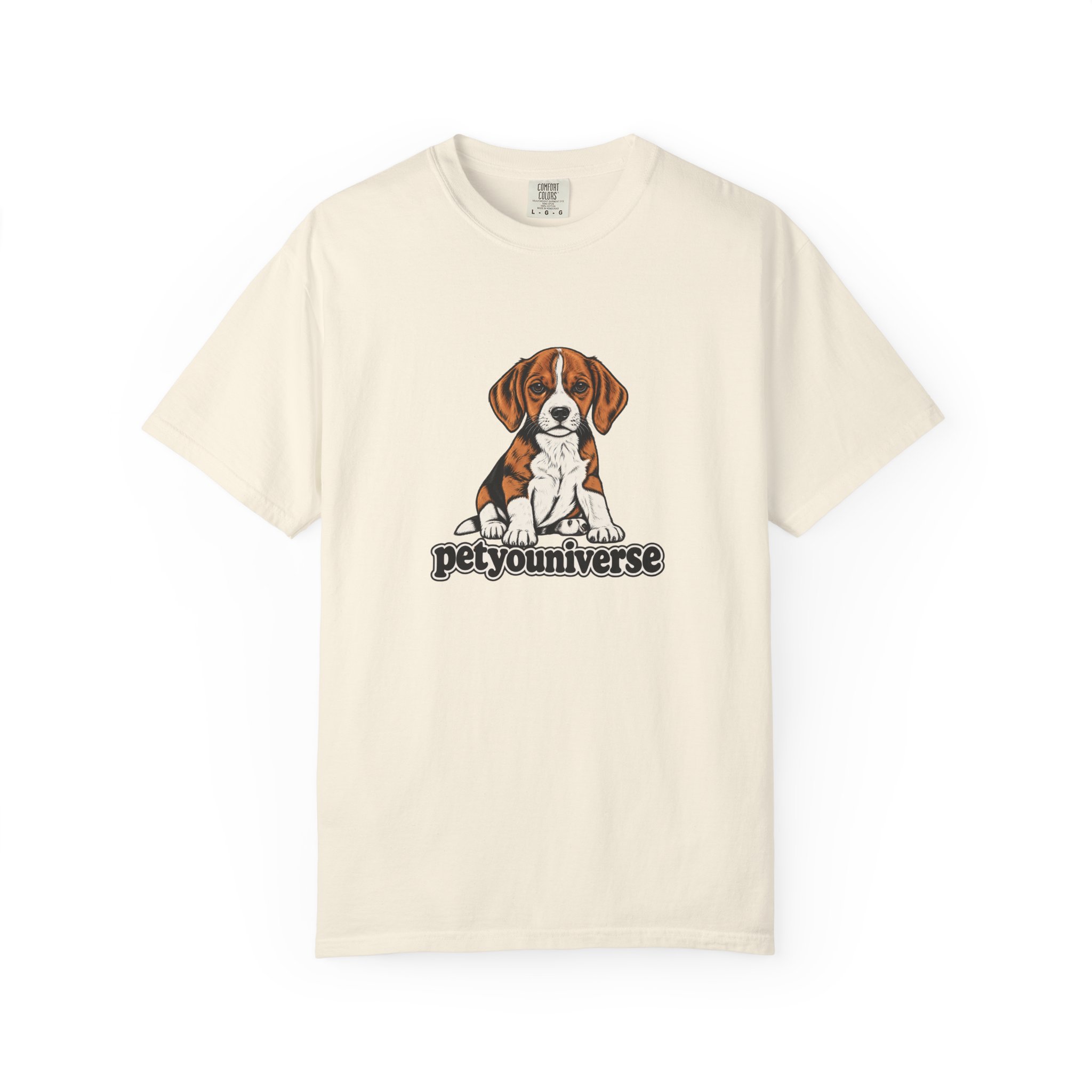 Cute Beagle puppy graphic on PetYoUniverse t-shirt
