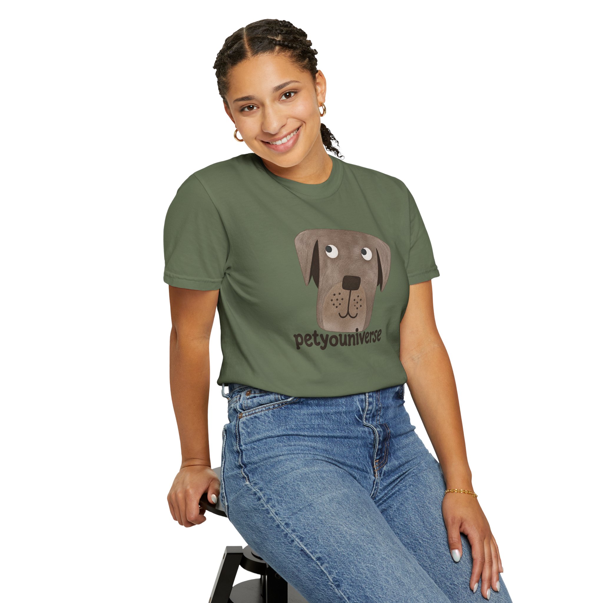 Dog Face Graphic T‑Shirt — "petyouniverse" Cute Pet Logo Tee - Image 51