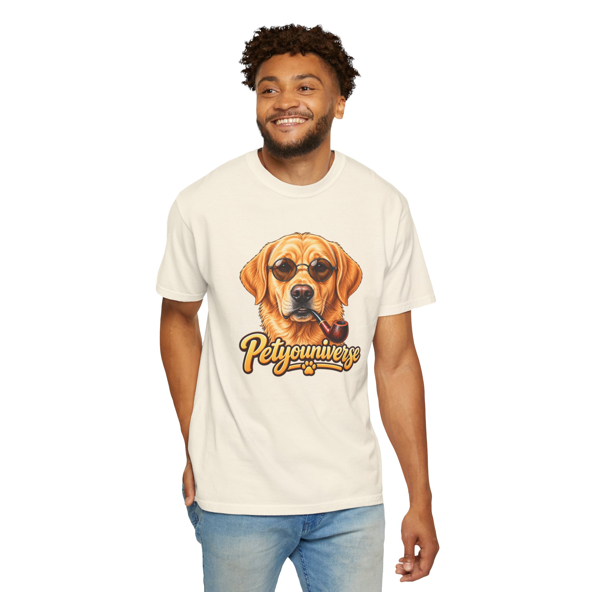 Dog Graphic T-Shirt — 'PetYoUniverse' Yellow Lab Portrait Tee - Image 16
