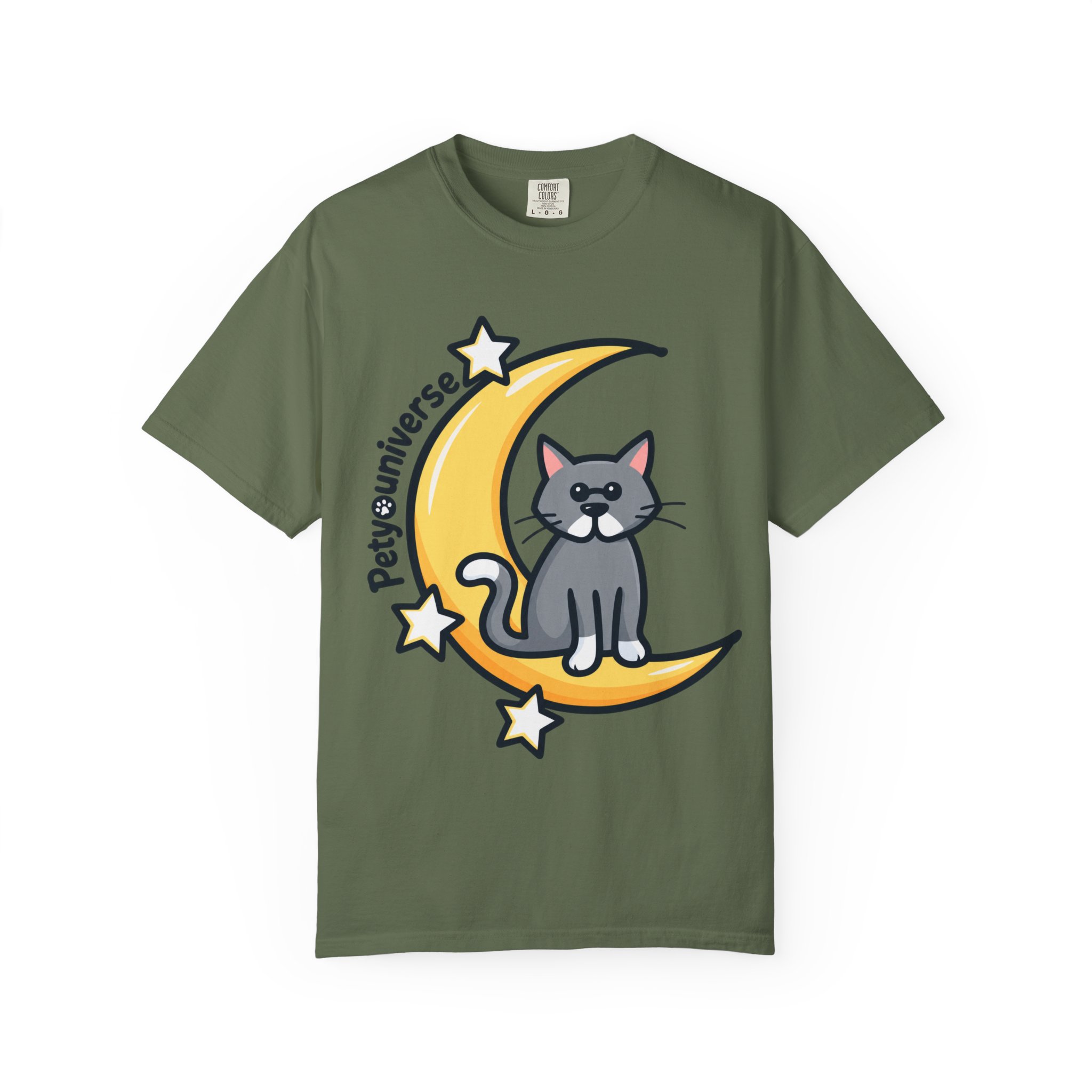 Cat on the Moon T-Shirt — "PetYoUniverse" Cute Cat Graphic Tee - Image 55