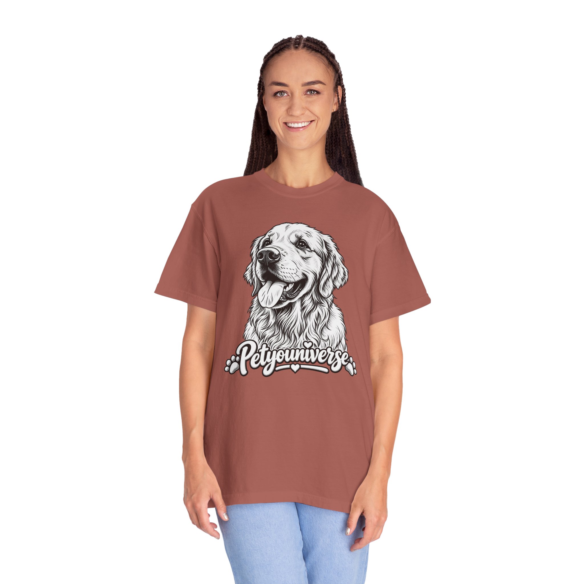 PetYoUniverse Golden Retriever Graphic T-Shirt — Cute Dog Portrait Tee - Image 122