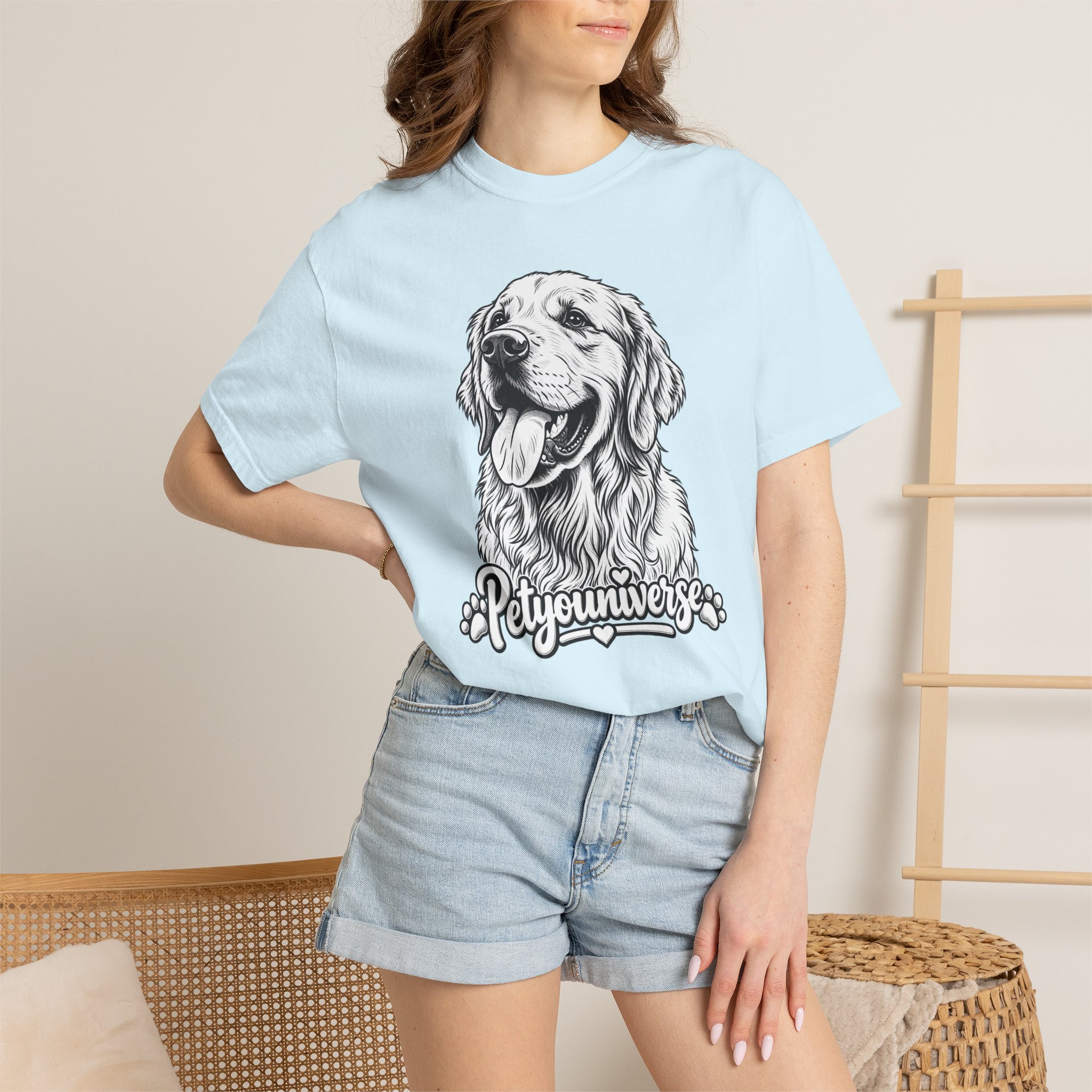 PetYoUniverse Golden Retriever Graphic T-Shirt — Cute Dog Portrait Tee - Image 74
