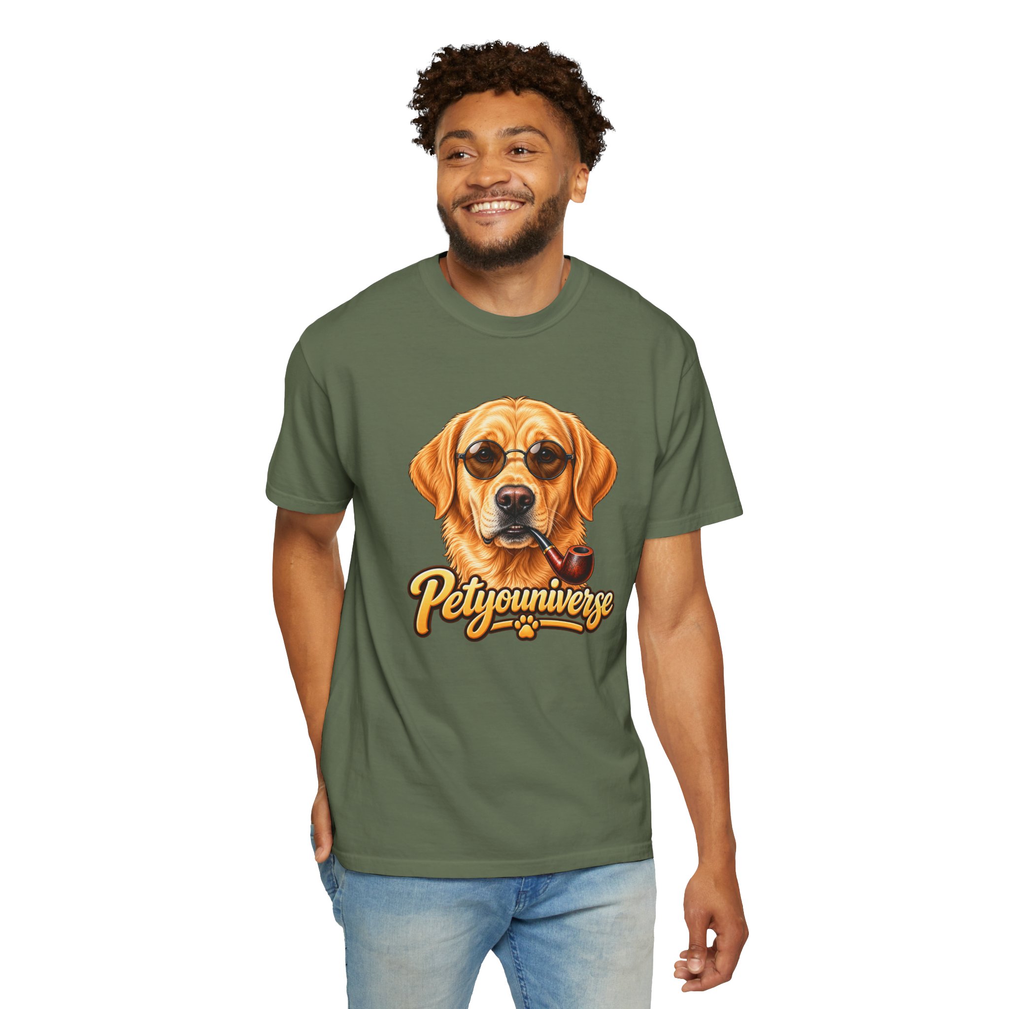 Dog Graphic T-Shirt — 'PetYoUniverse' Yellow Lab Portrait Tee - Image 61