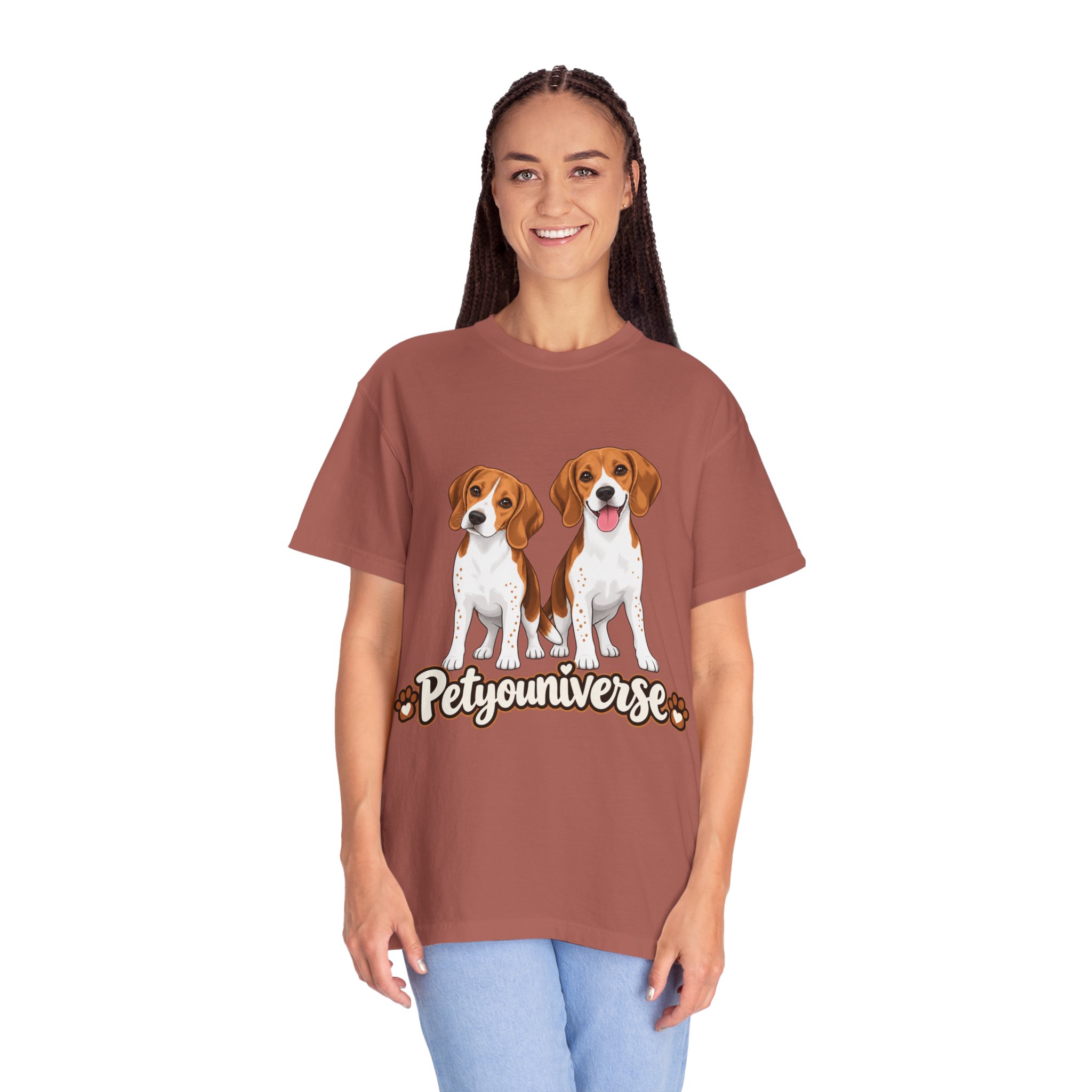 Beagle Lovers T-Shirt — 'PetYoUniverse' Cute Cartoon Duo Dog Tee - Image 95