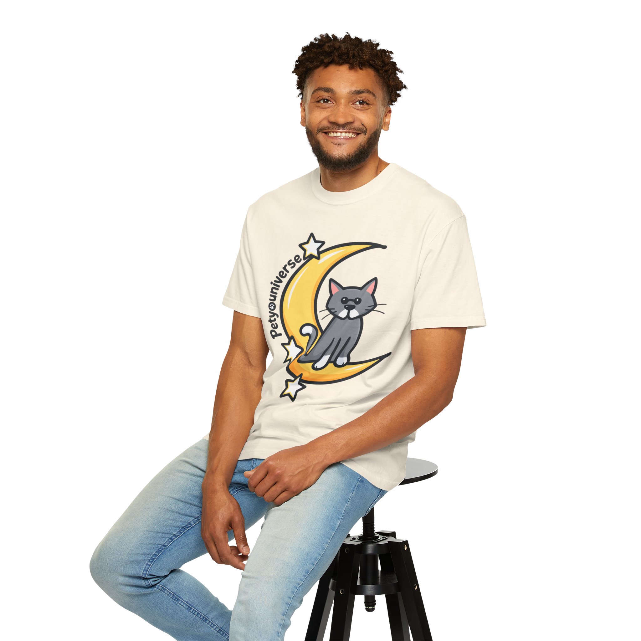Cat on the Moon T-Shirt — "PetYoUniverse" Cute Cat Graphic Tee - Image 17