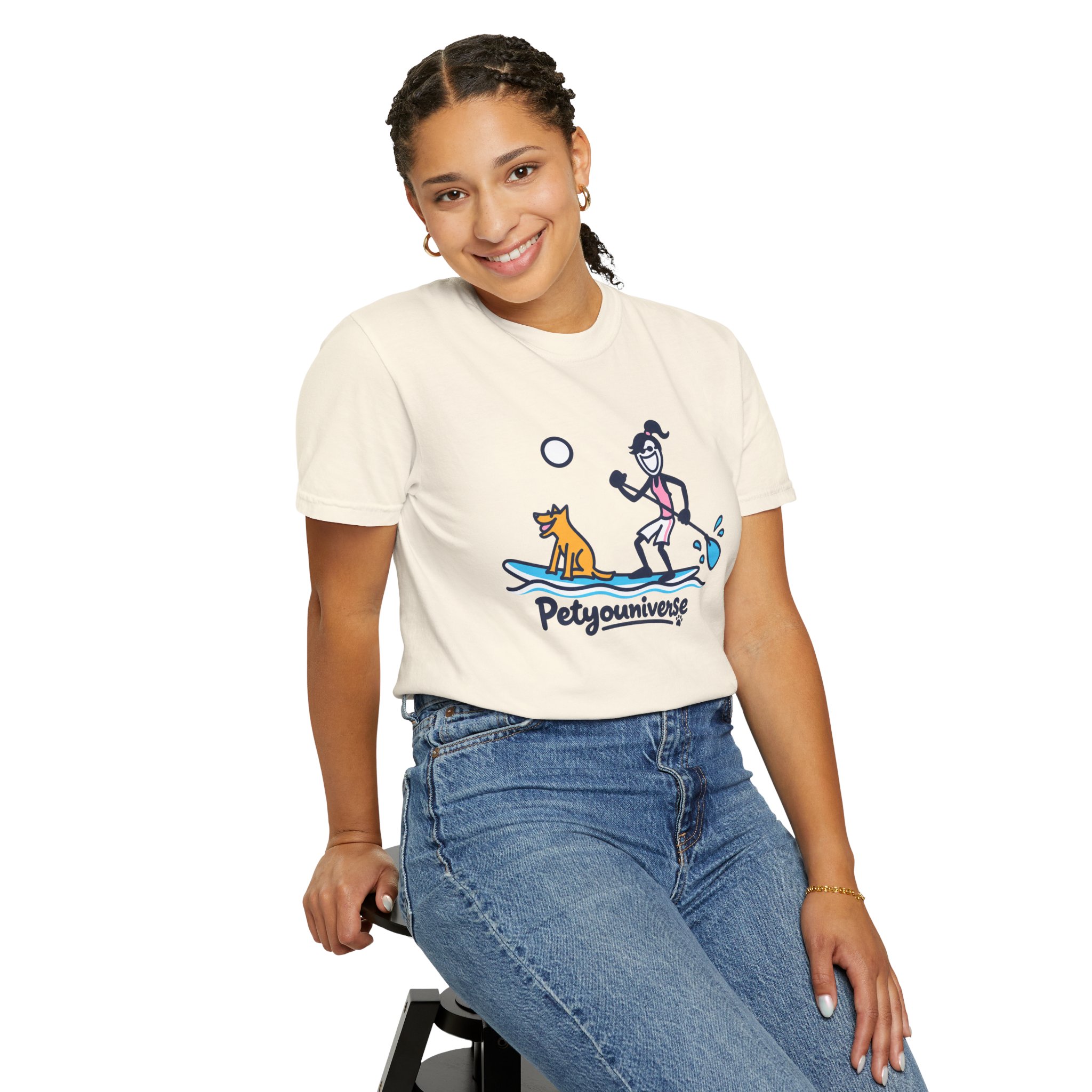Paddleboarding Pup Graphic T-Shirt — "Petyouniverse" Dog & Owner Paddleboard Tee - Image 13