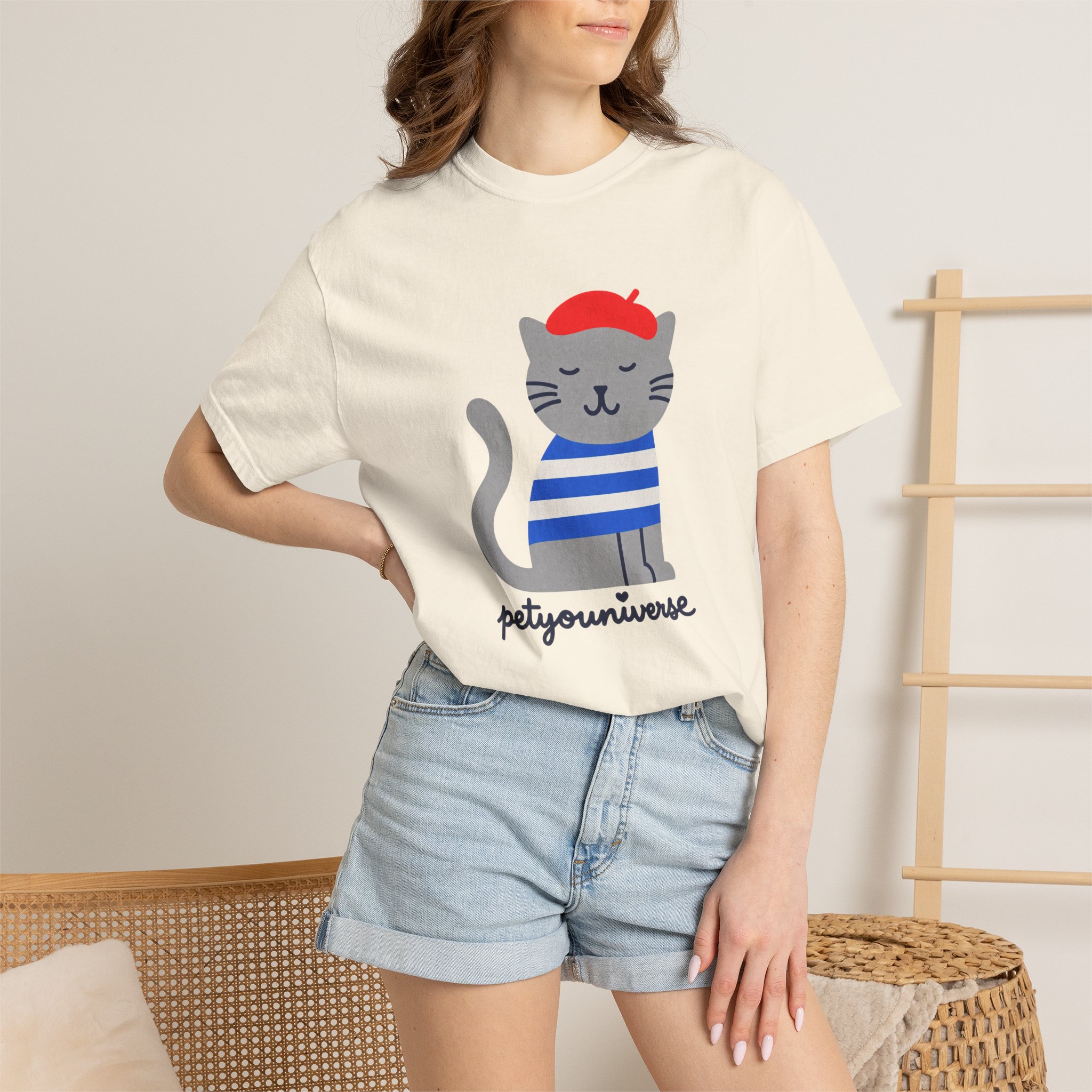 Cat Graphic T-Shirt — "petiyouniverse" Cute French Cat Tee - Image 2