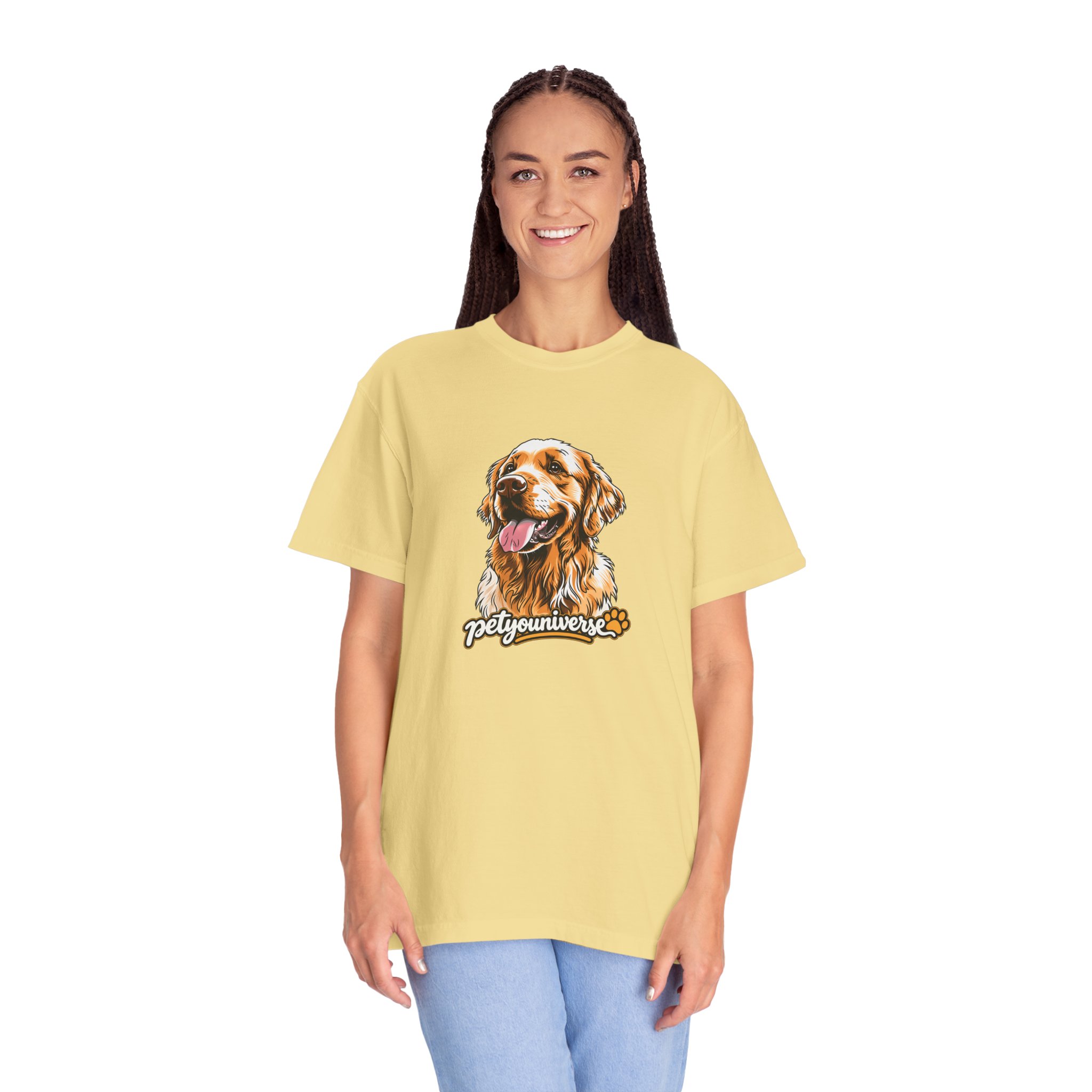 Dog Lover T-Shirt — Golden Retriever Portrait "PetYoUniverse" Graphic - Image 59