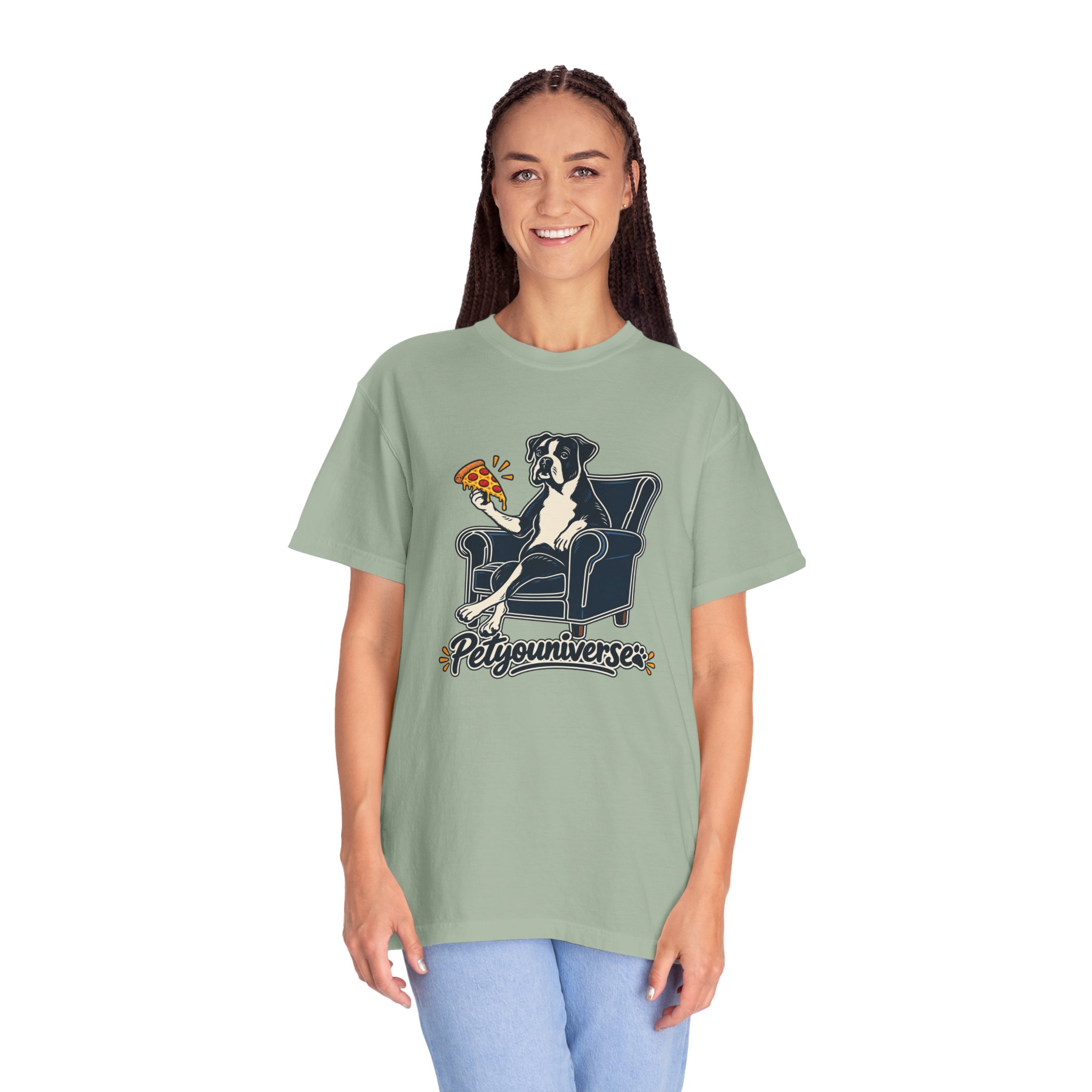 T-Shirt — PetYoUniverse Dog on Armchair with Pizza Graphic - Image 59