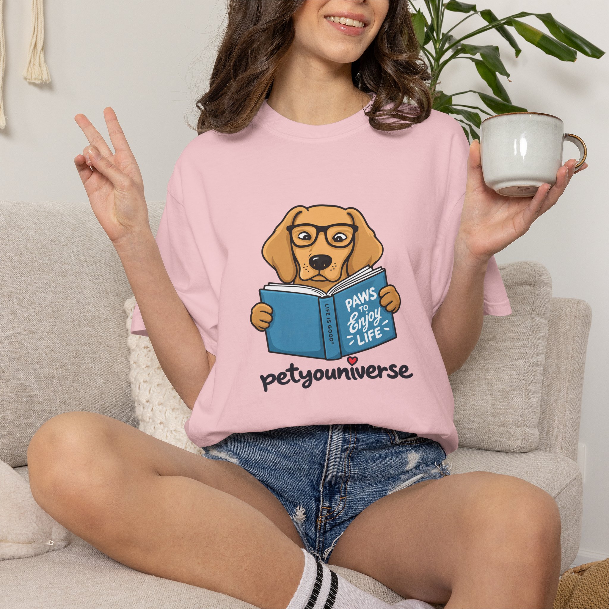 Dog Reading T-Shirt — "Paws & Books" Cute Booklover Pup Tee - Image 75