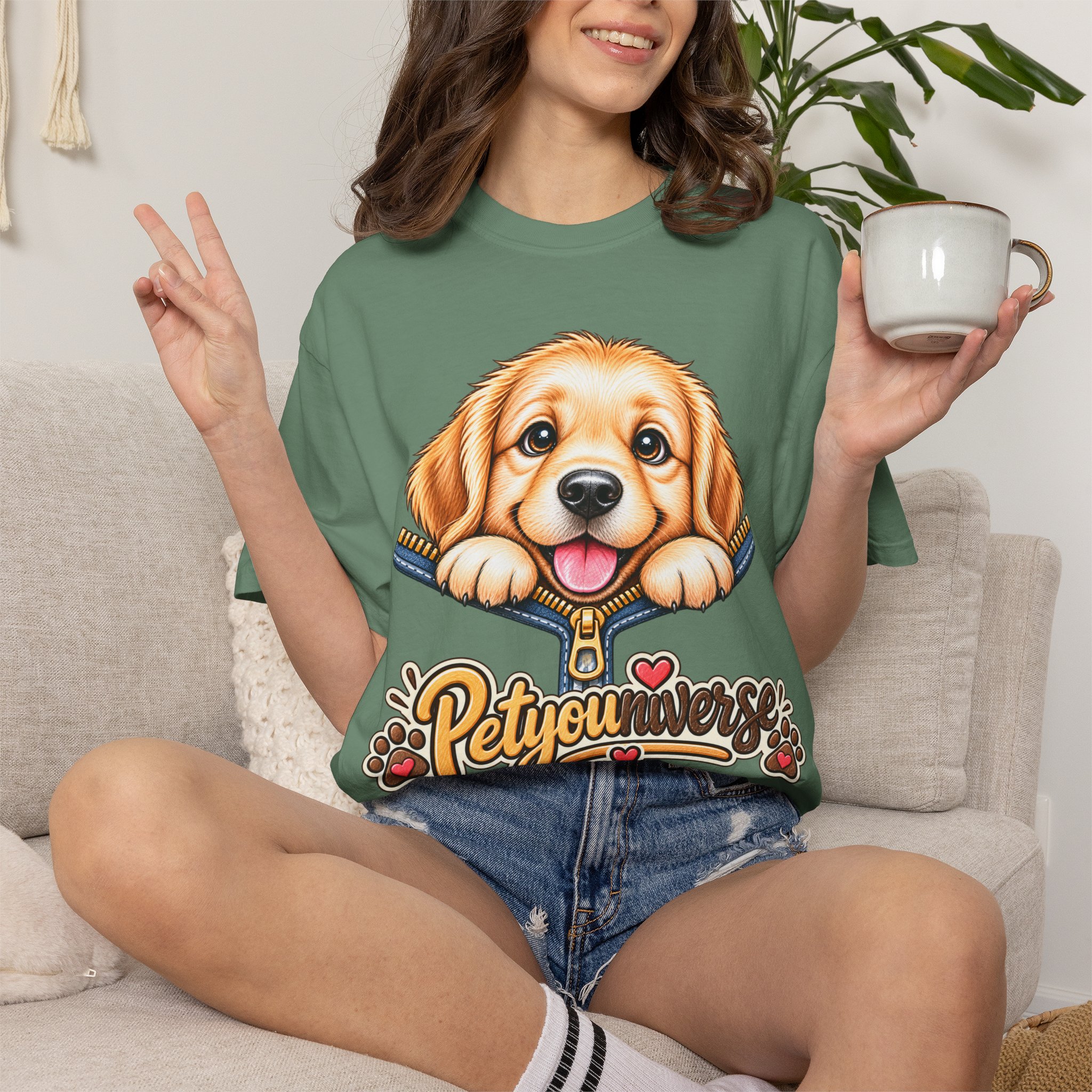 Golden Retriever Puppy "PetYoUniverse" T-Shirt - Image 84