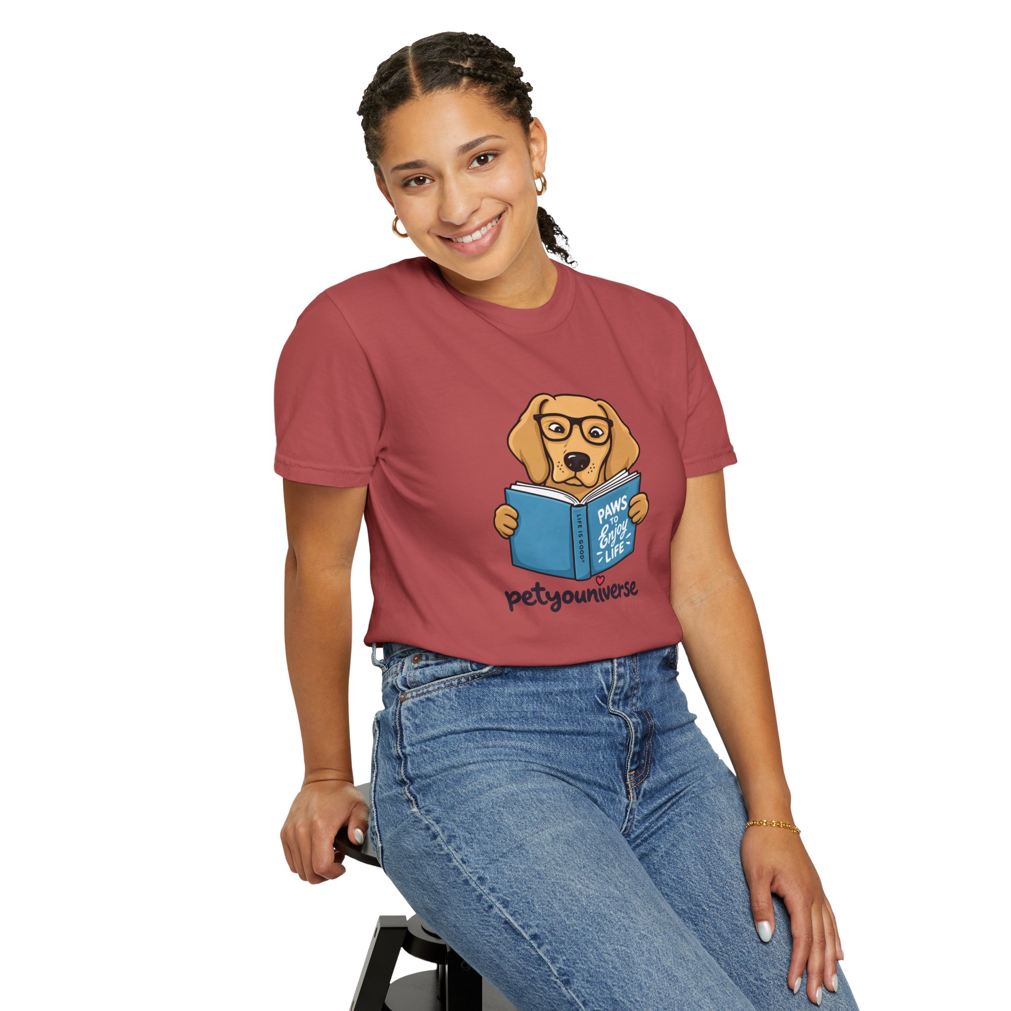 Dog Reading T-Shirt — "Paws & Books" Cute Booklover Pup Tee - Image 87