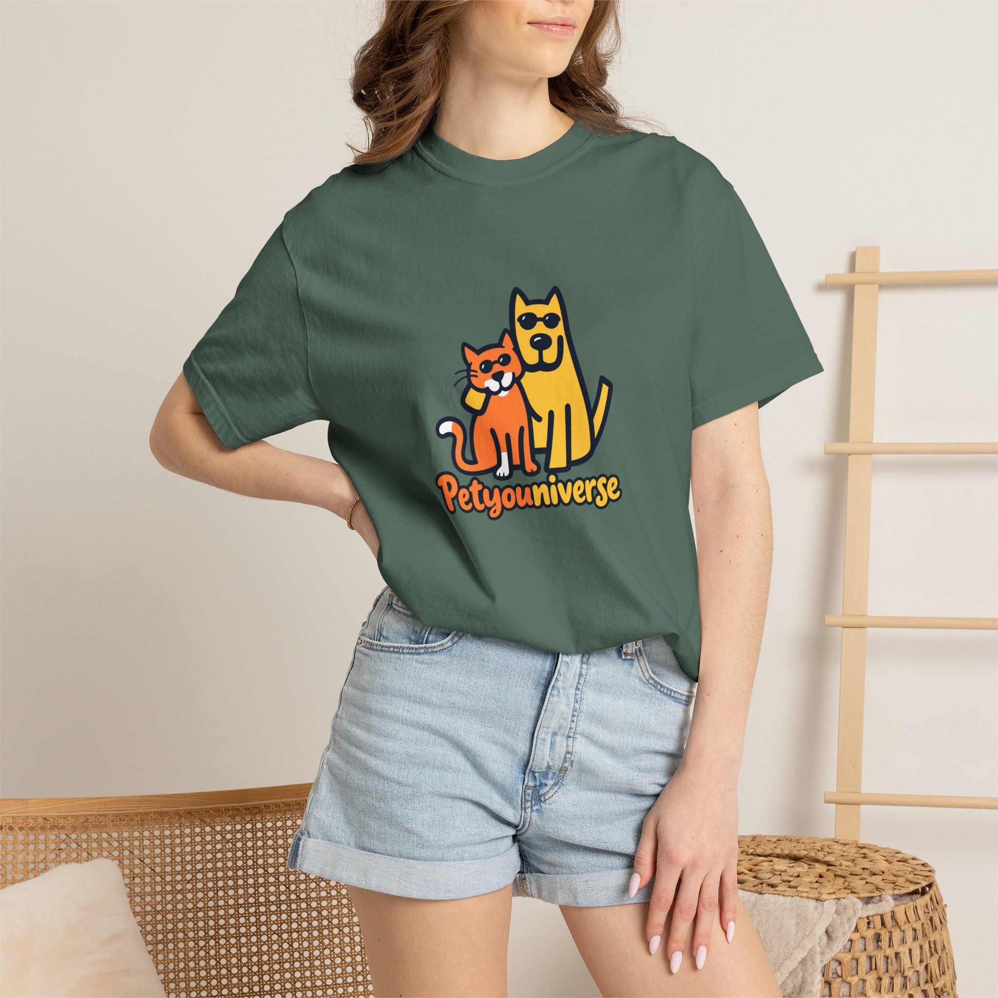 PetyoUniverse Cute Cat & Dog Graphic T-Shirt — Vintage Garment-Dyed Tee for Pet Lovers - Image 83