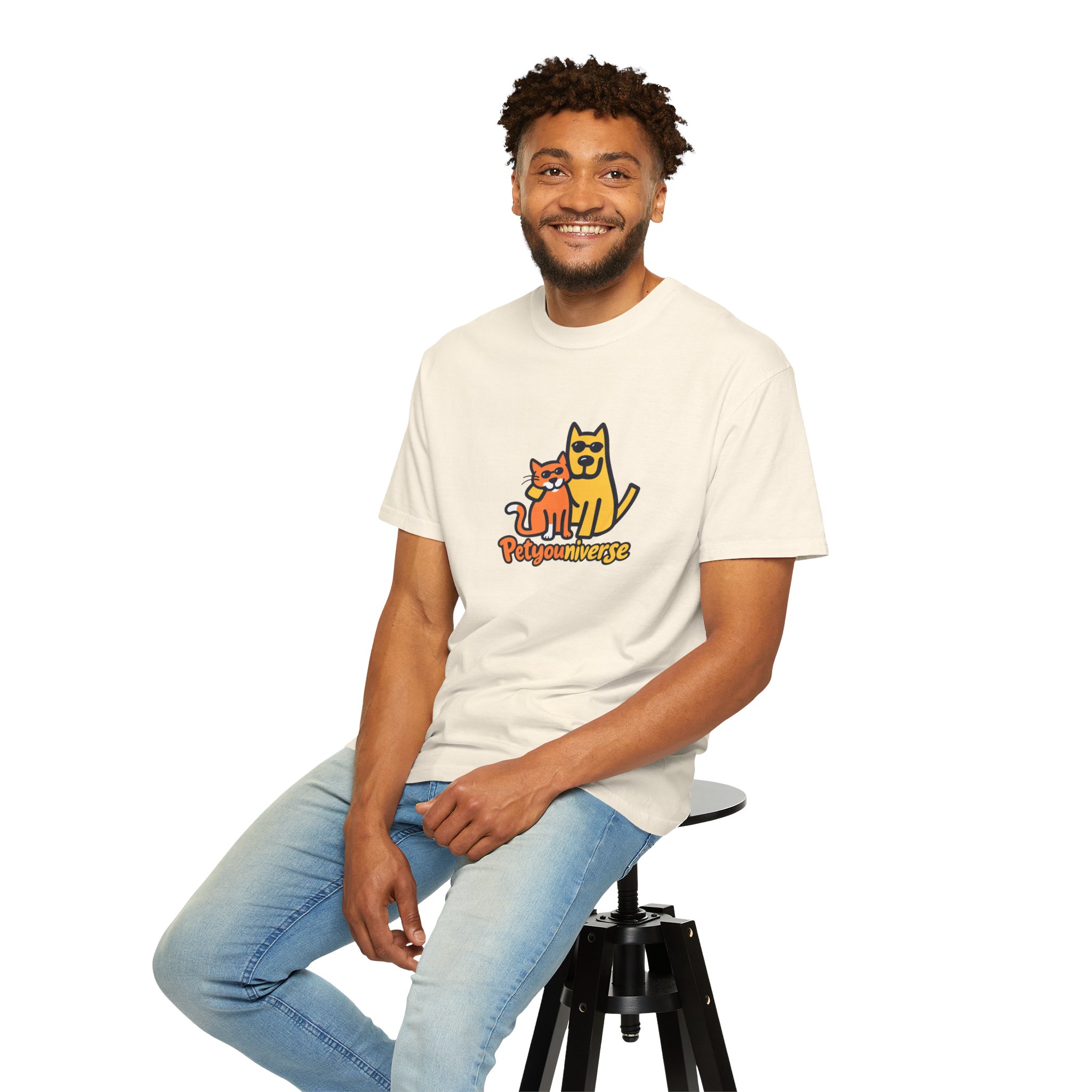 PetyoUniverse Cute Cat & Dog Graphic T-Shirt — Vintage Garment-Dyed Tee for Pet Lovers - Image 8