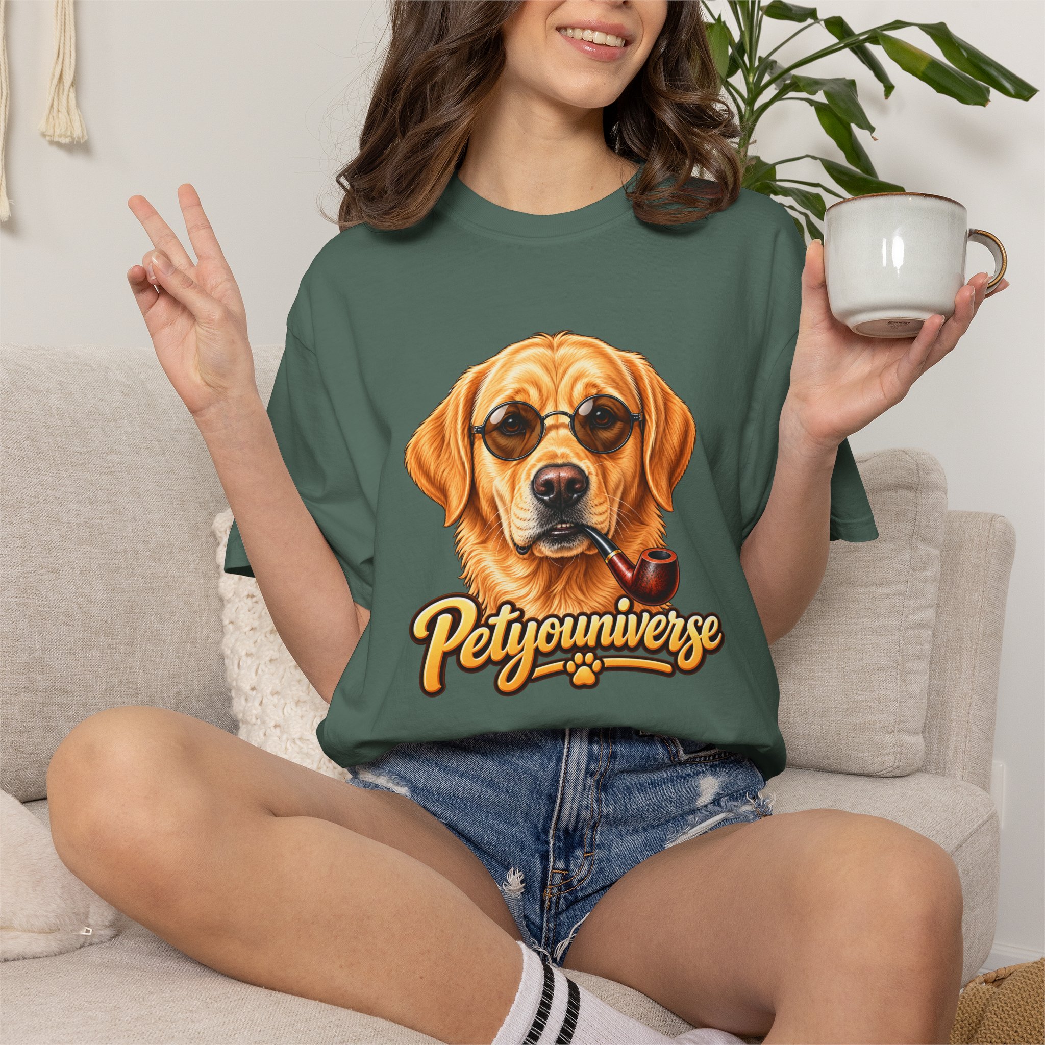 Dog Graphic T-Shirt — 'PetYoUniverse' Yellow Lab Portrait Tee - Image 84