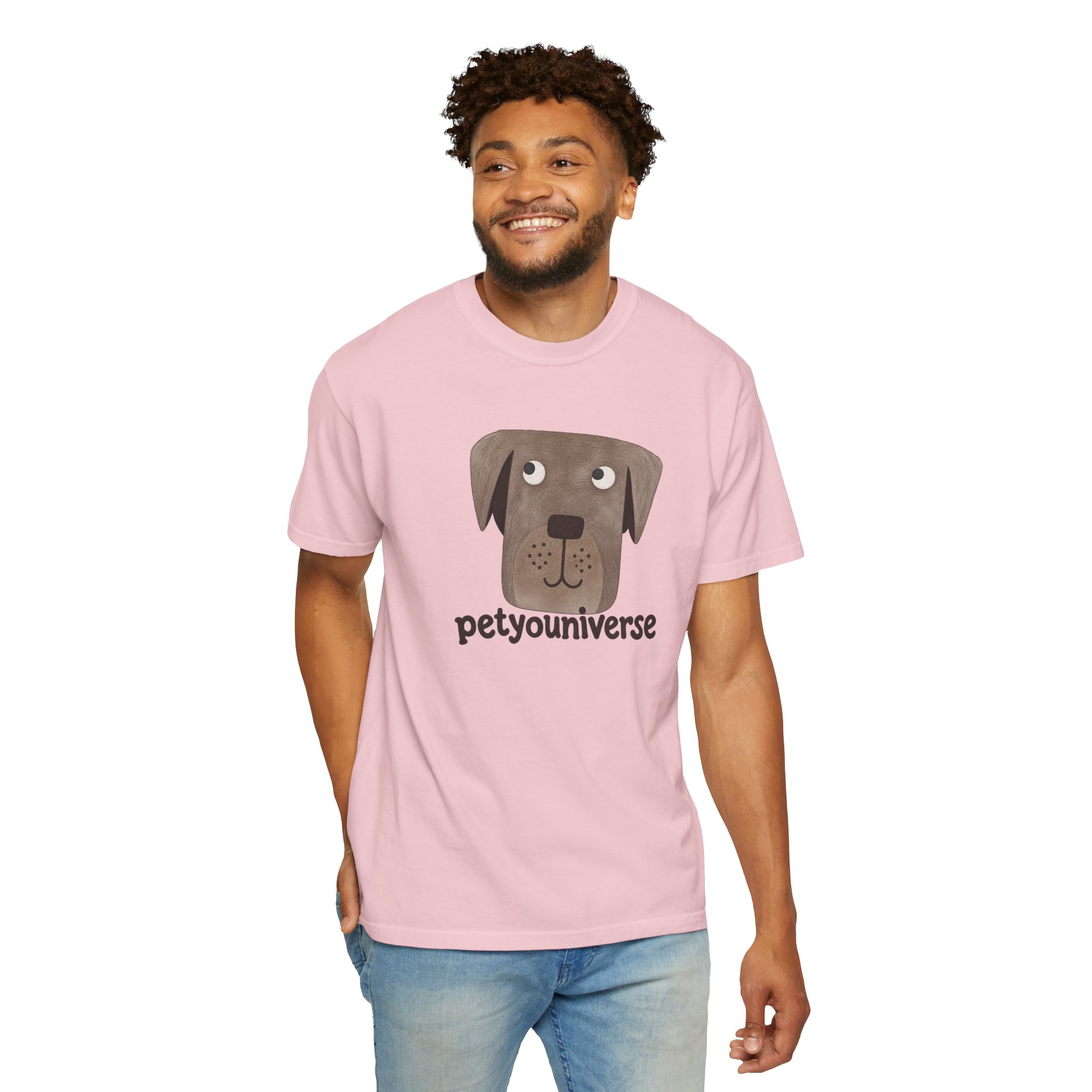 Dog Face Graphic T‑Shirt — "petyouniverse" Cute Pet Logo Tee - Image 106