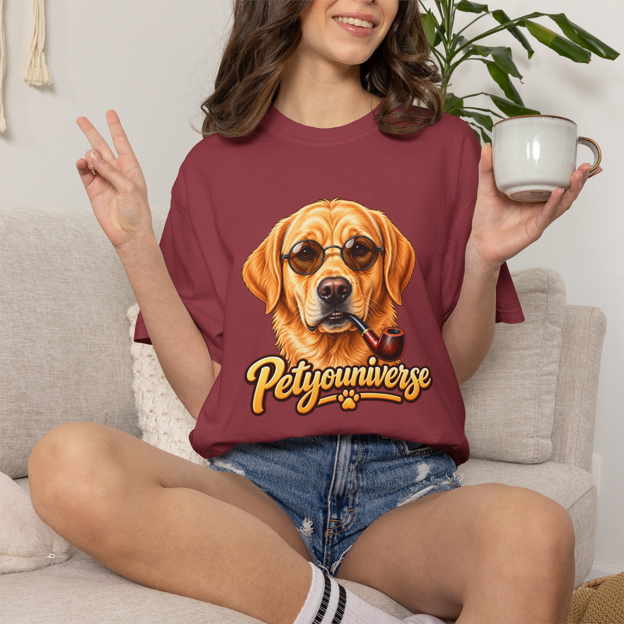 Dog Graphic T-Shirt — 'PetYoUniverse' Yellow Lab Portrait Tee - Image 129