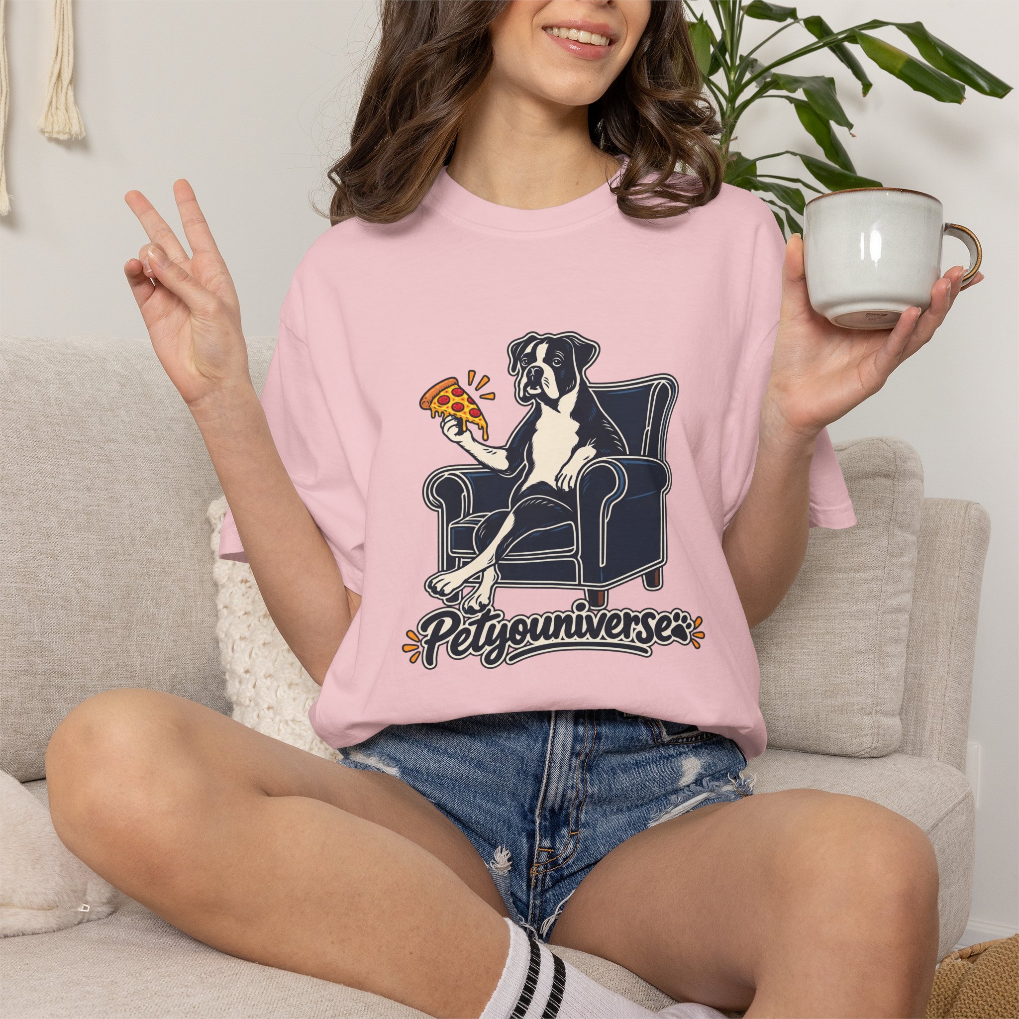 T-Shirt — PetYoUniverse Dog on Armchair with Pizza Graphic - Image 102