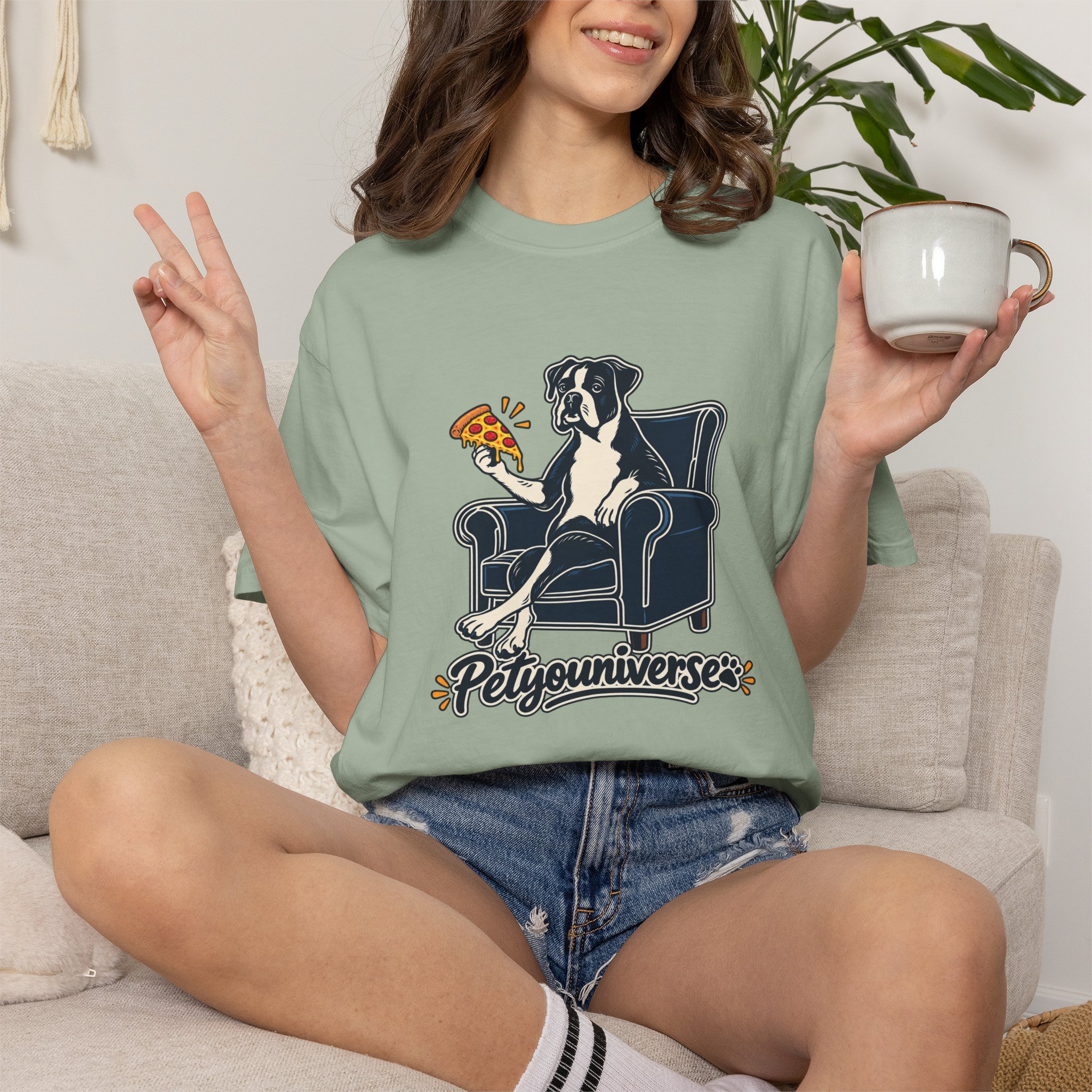 T-Shirt — PetYoUniverse Dog on Armchair with Pizza Graphic - Image 57