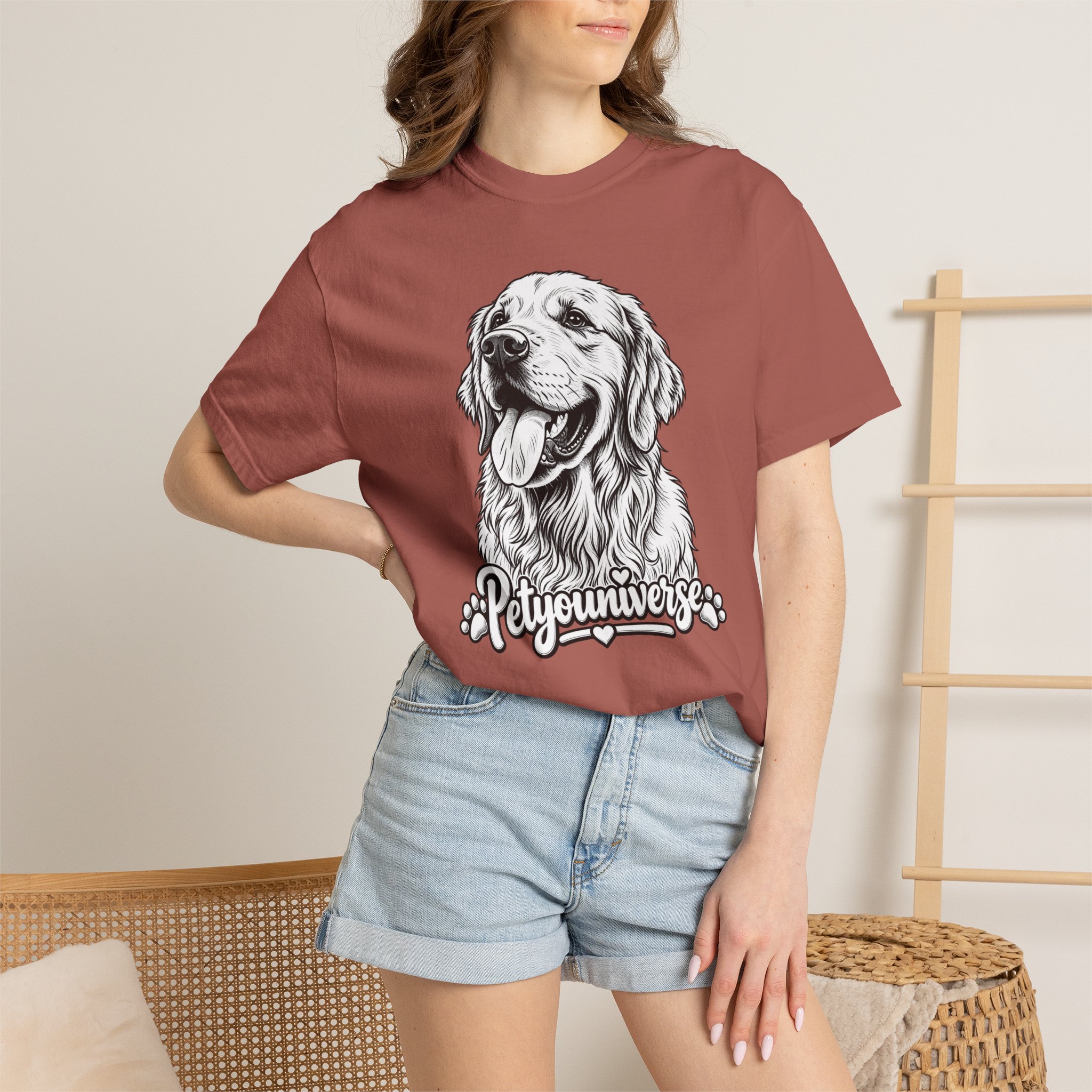 PetYoUniverse Golden Retriever Graphic T-Shirt — Cute Dog Portrait Tee - Image 119