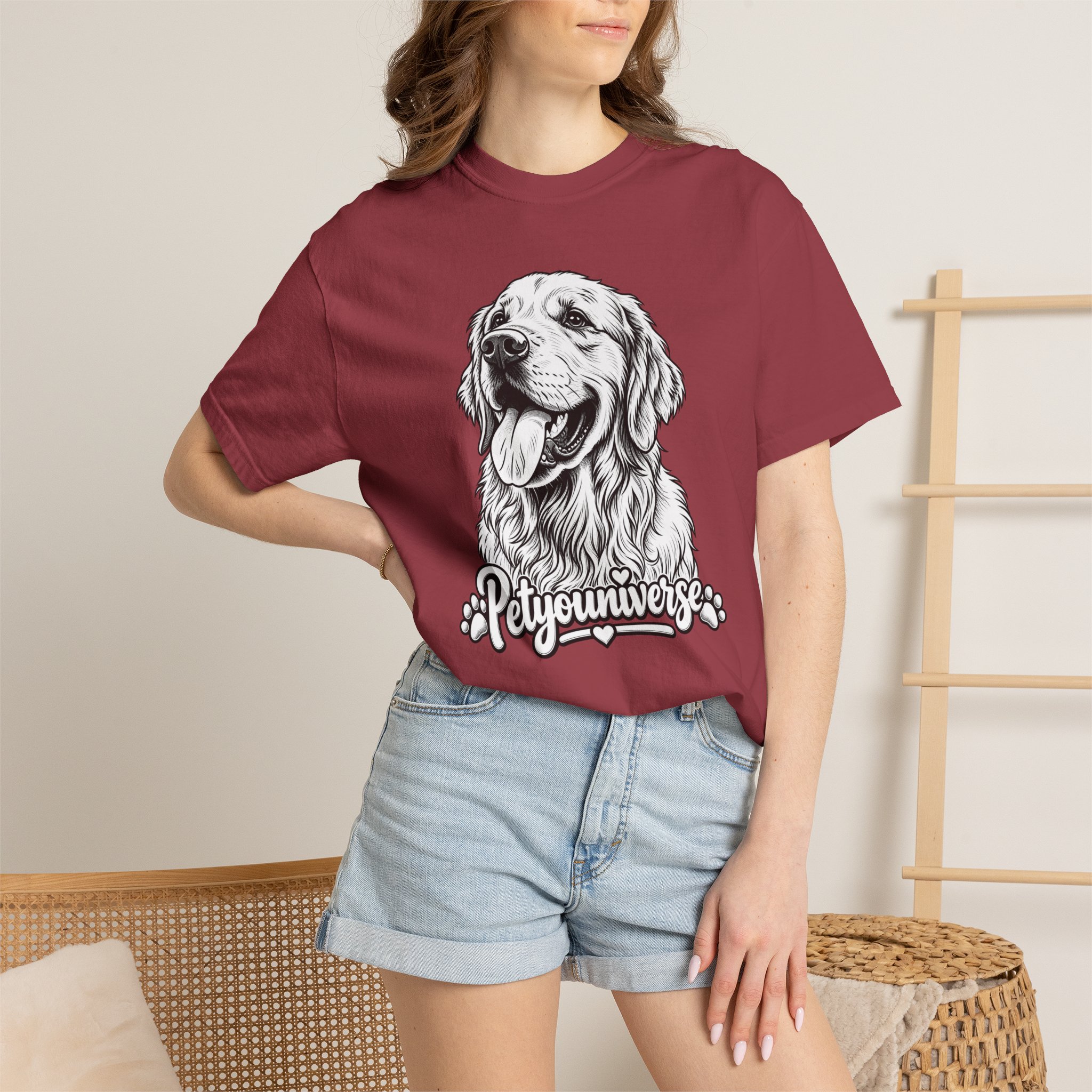 PetYoUniverse Golden Retriever Graphic T-Shirt — Cute Dog Portrait Tee - Image 110