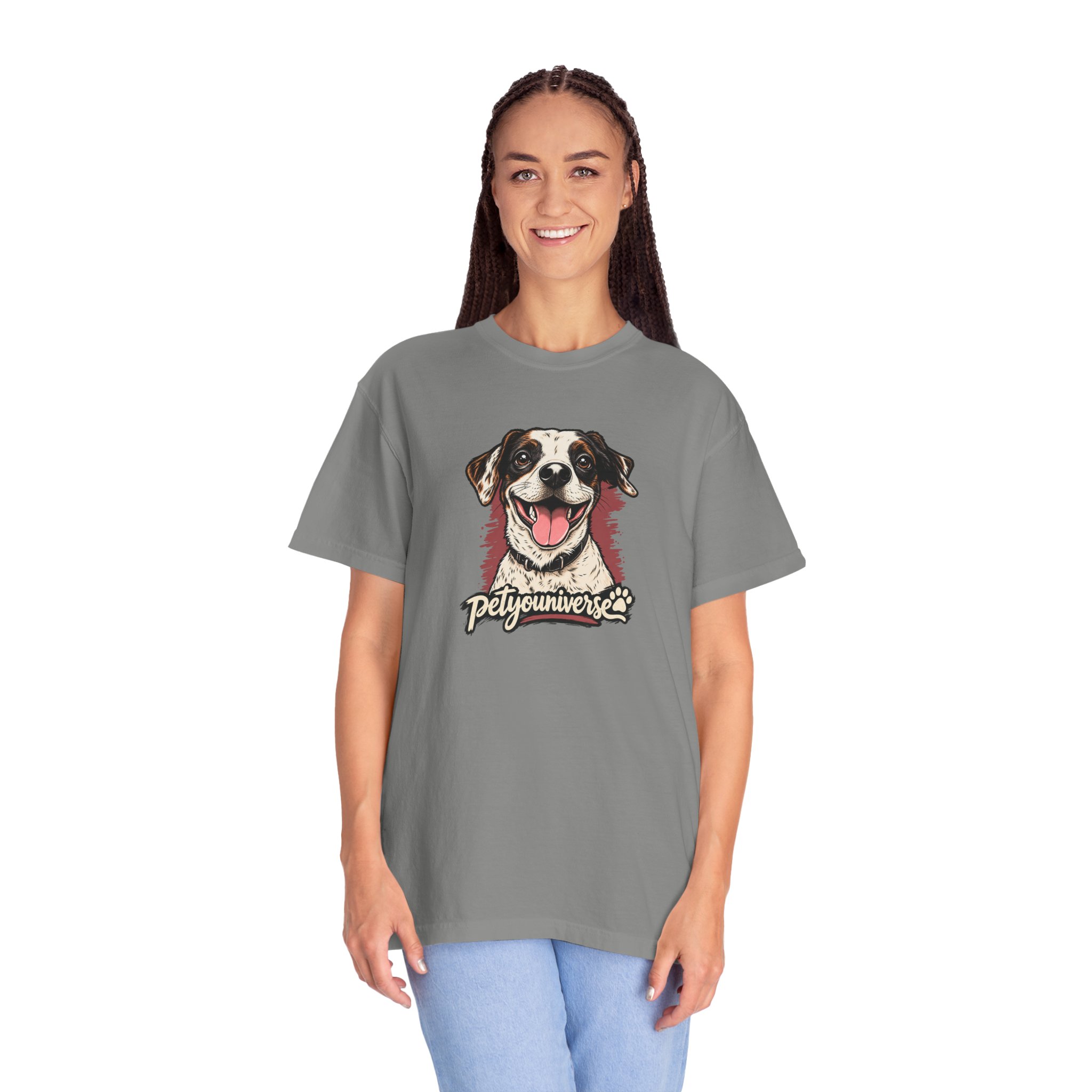 Dog Lover T-Shirt — Smiling Pup "Petyouniverse" Graphic Tee - Image 69