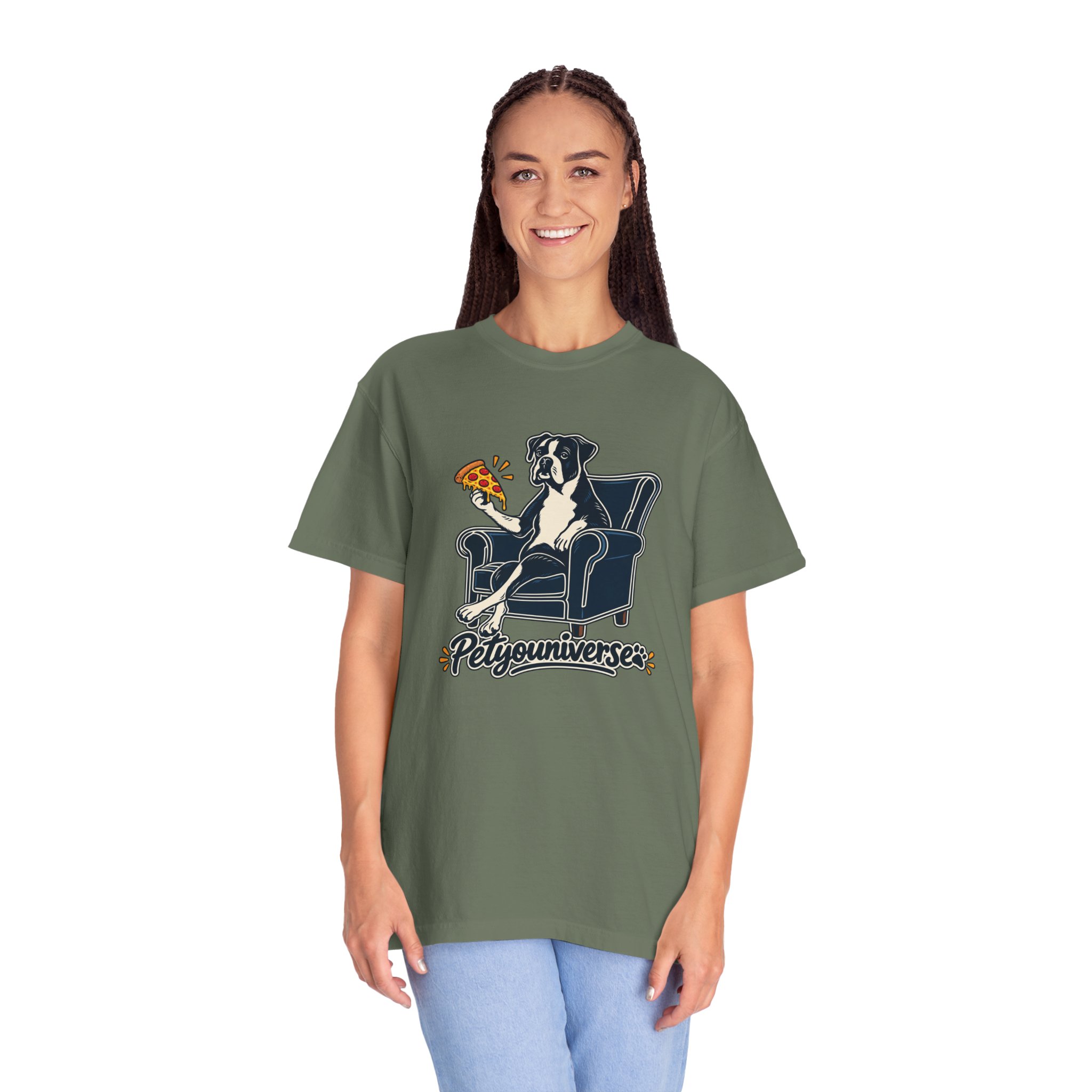T-Shirt — PetYoUniverse Dog on Armchair with Pizza Graphic - Image 68