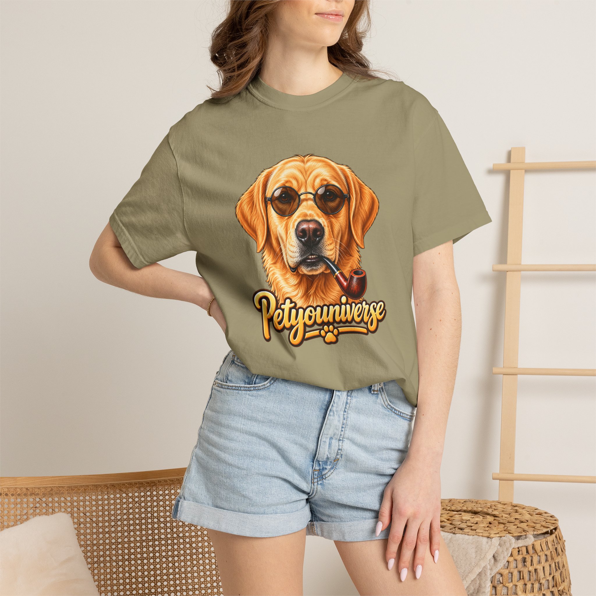 Dog Graphic T-Shirt — 'PetYoUniverse' Yellow Lab Portrait Tee - Image 38