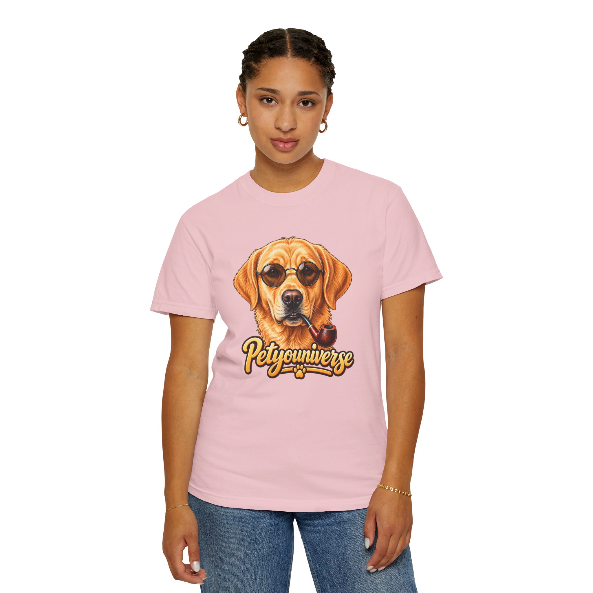 Dog Graphic T-Shirt — 'PetYoUniverse' Yellow Lab Portrait Tee - Image 122