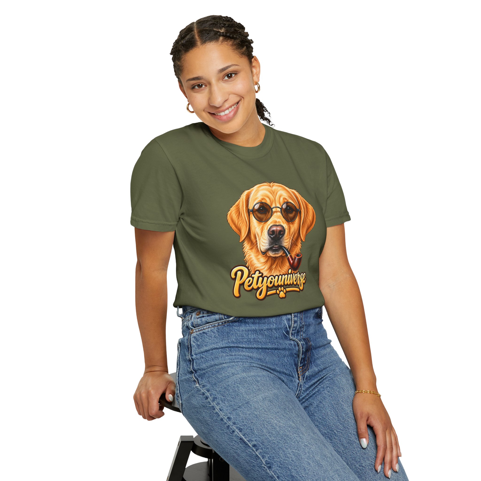 Dog Graphic T-Shirt — 'PetYoUniverse' Yellow Lab Portrait Tee - Image 69