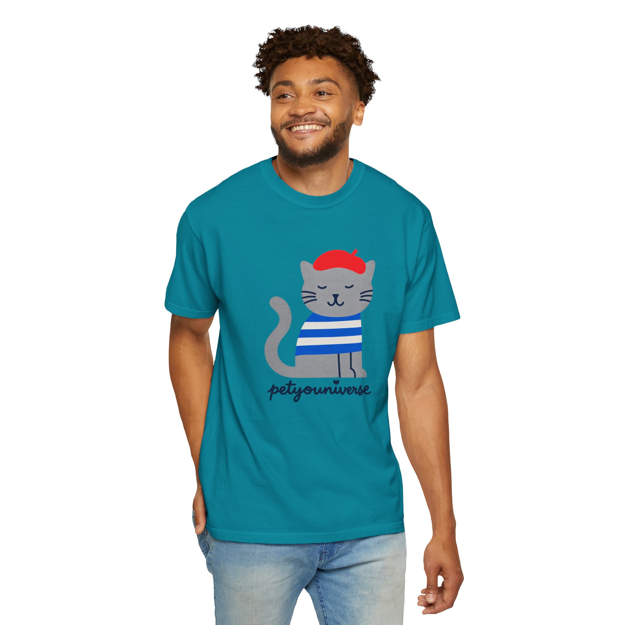 Cat Graphic T-Shirt — "petiyouniverse" Cute French Cat Tee - Image 79