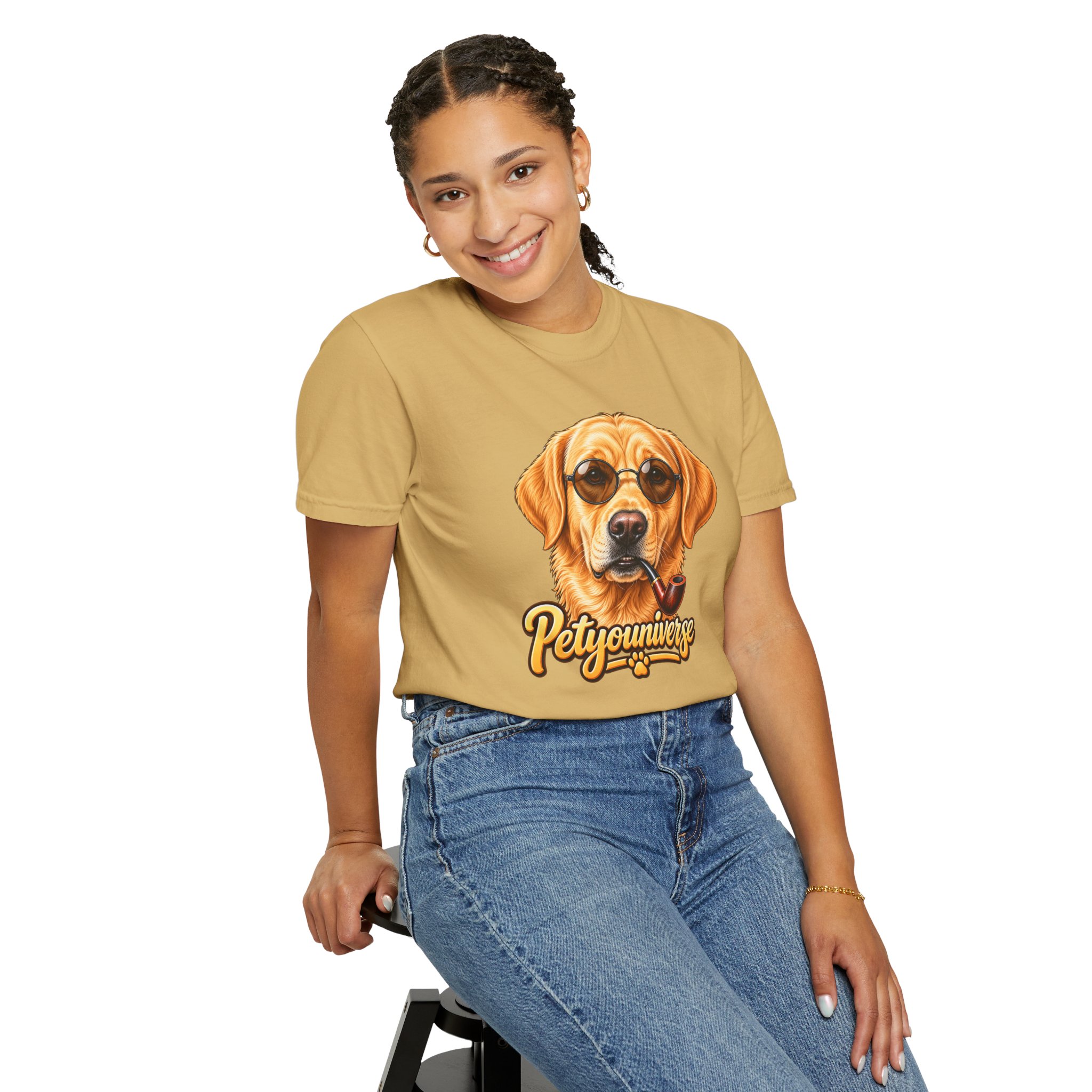 Dog Graphic T-Shirt — 'PetYoUniverse' Yellow Lab Portrait Tee - Image 33