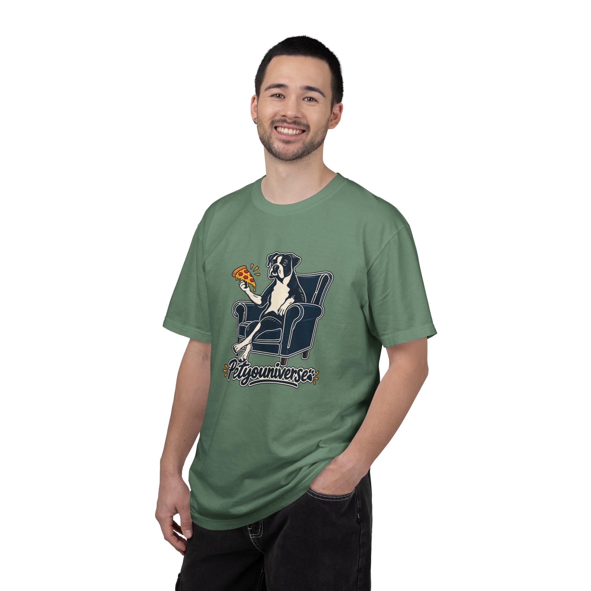 T-Shirt — PetYoUniverse Dog on Armchair with Pizza Graphic - Image 85