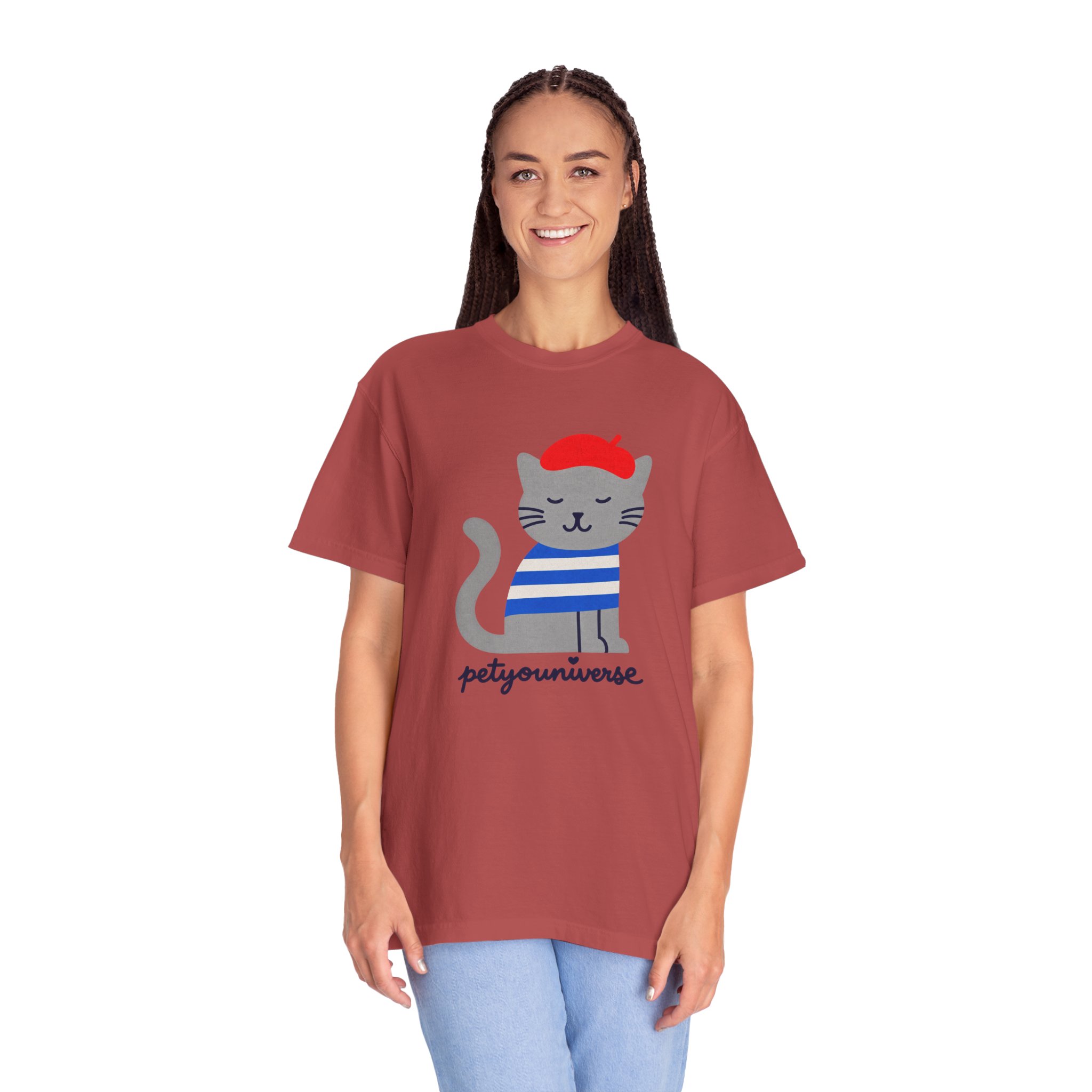 Cat Graphic T-Shirt — "petiyouniverse" Cute French Cat Tee - Image 131