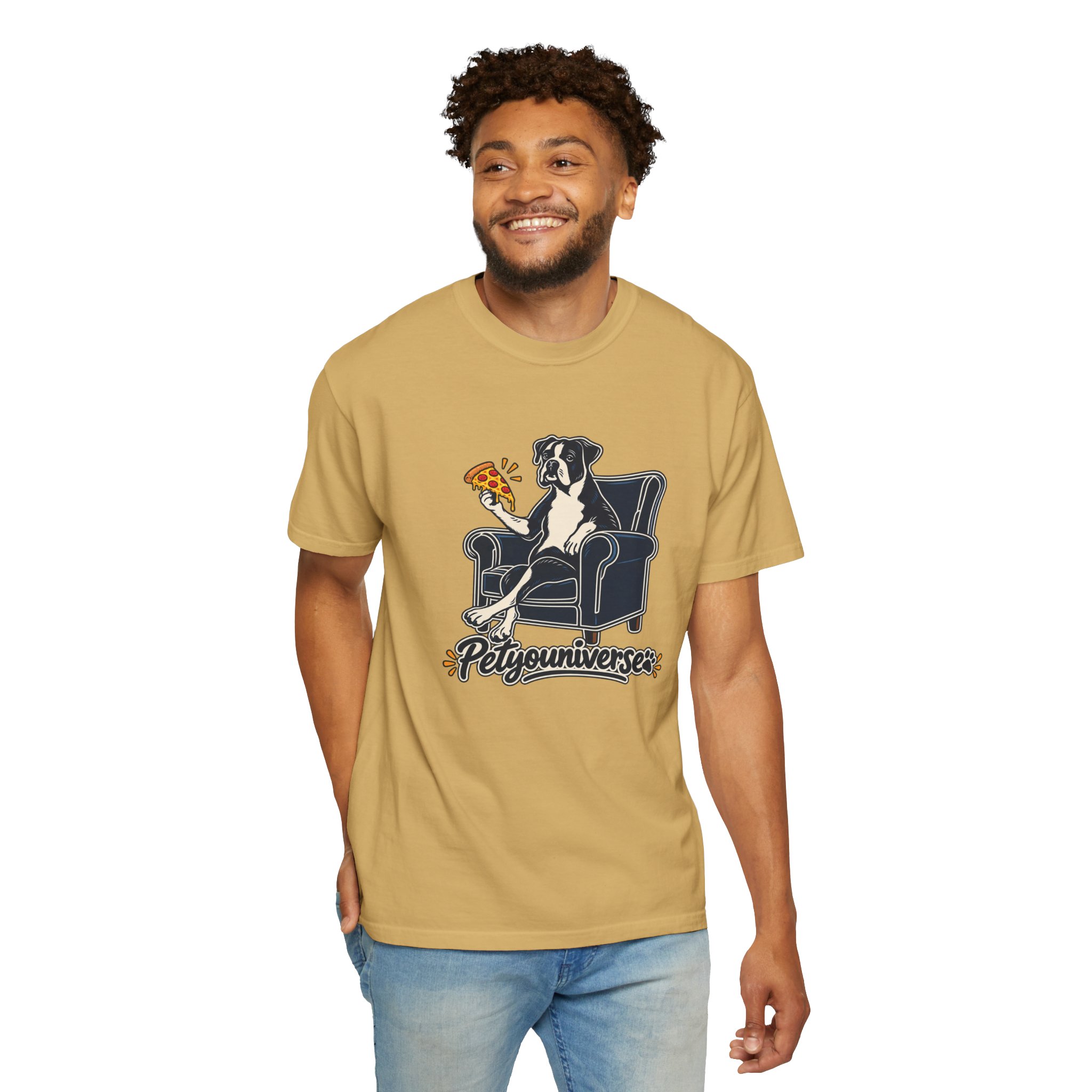 T-Shirt — PetYoUniverse Dog on Armchair with Pizza Graphic - Image 16