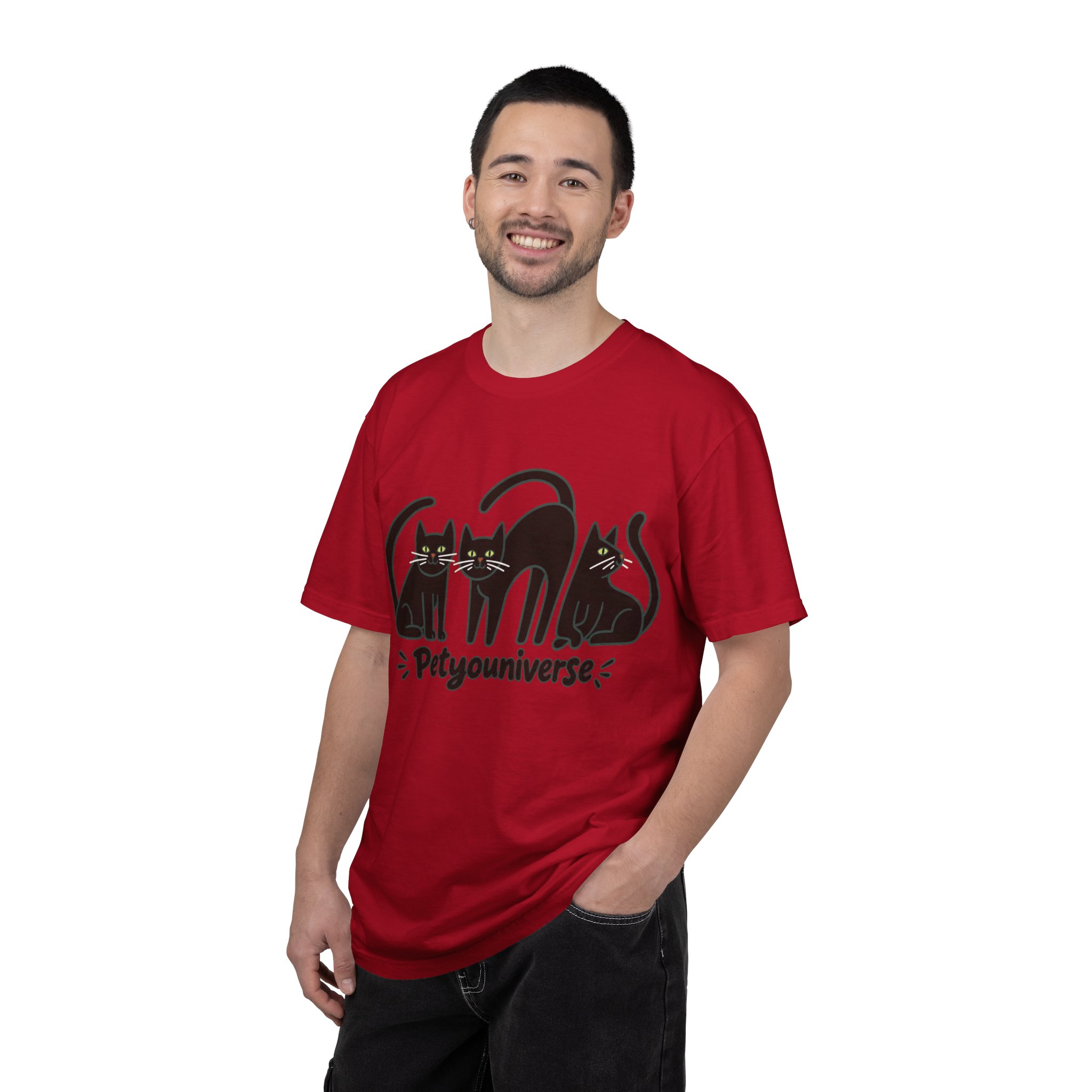 Cat T-Shirt — "Petyouniverse" Black Cat Trio Graphic Tee - Image 139
