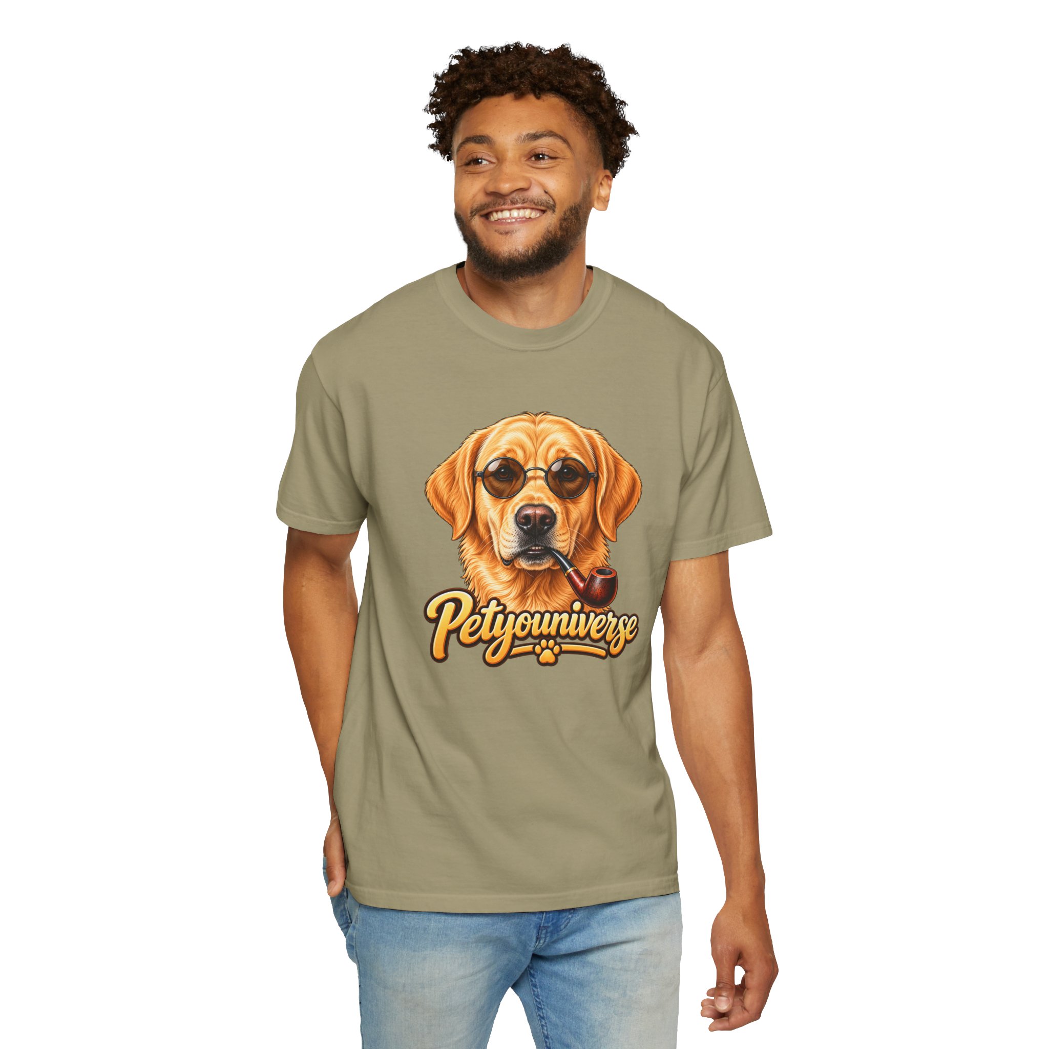 Dog Graphic T-Shirt — 'PetYoUniverse' Yellow Lab Portrait Tee - Image 43