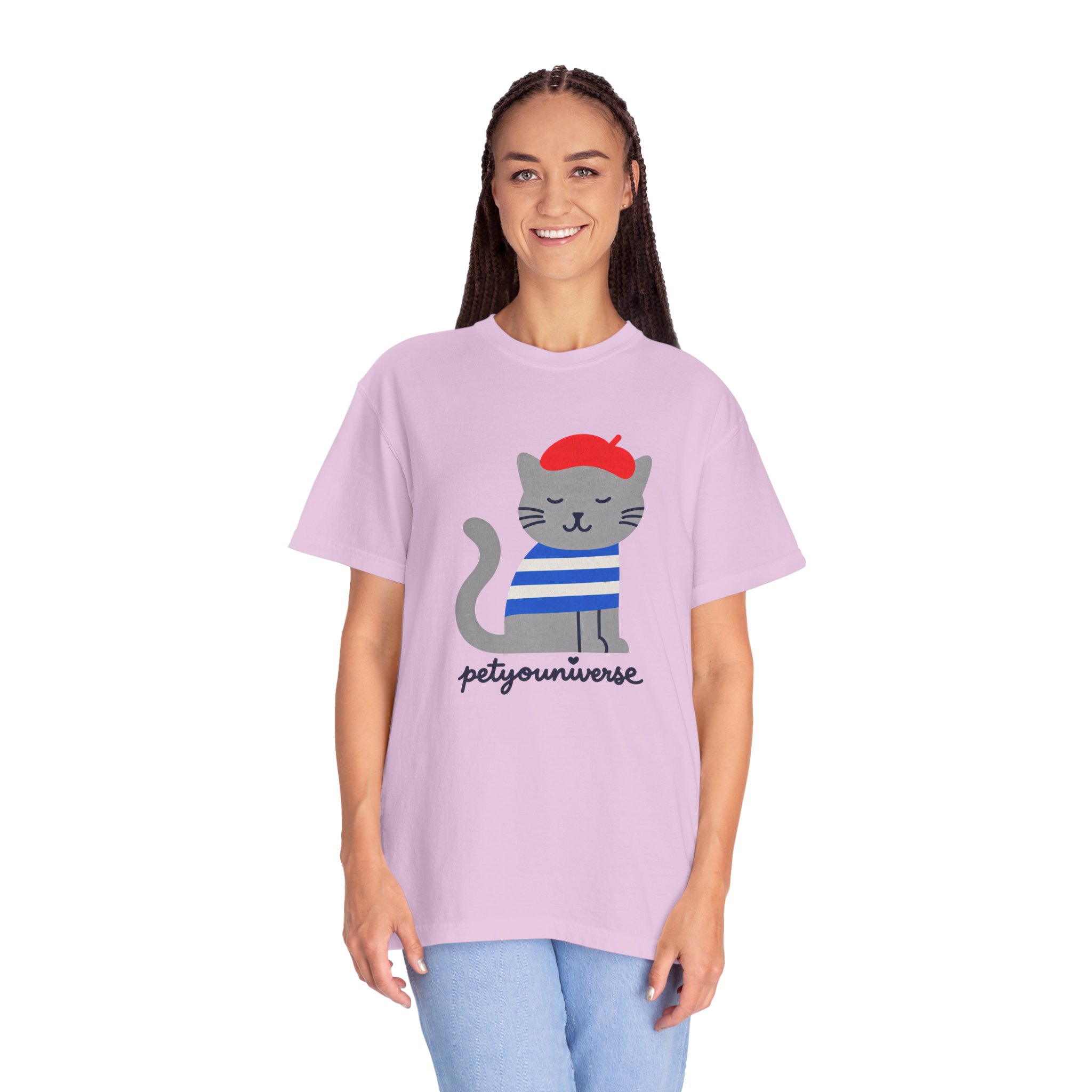 Cat Graphic T-Shirt — "petiyouniverse" Cute French Cat Tee - Image 95