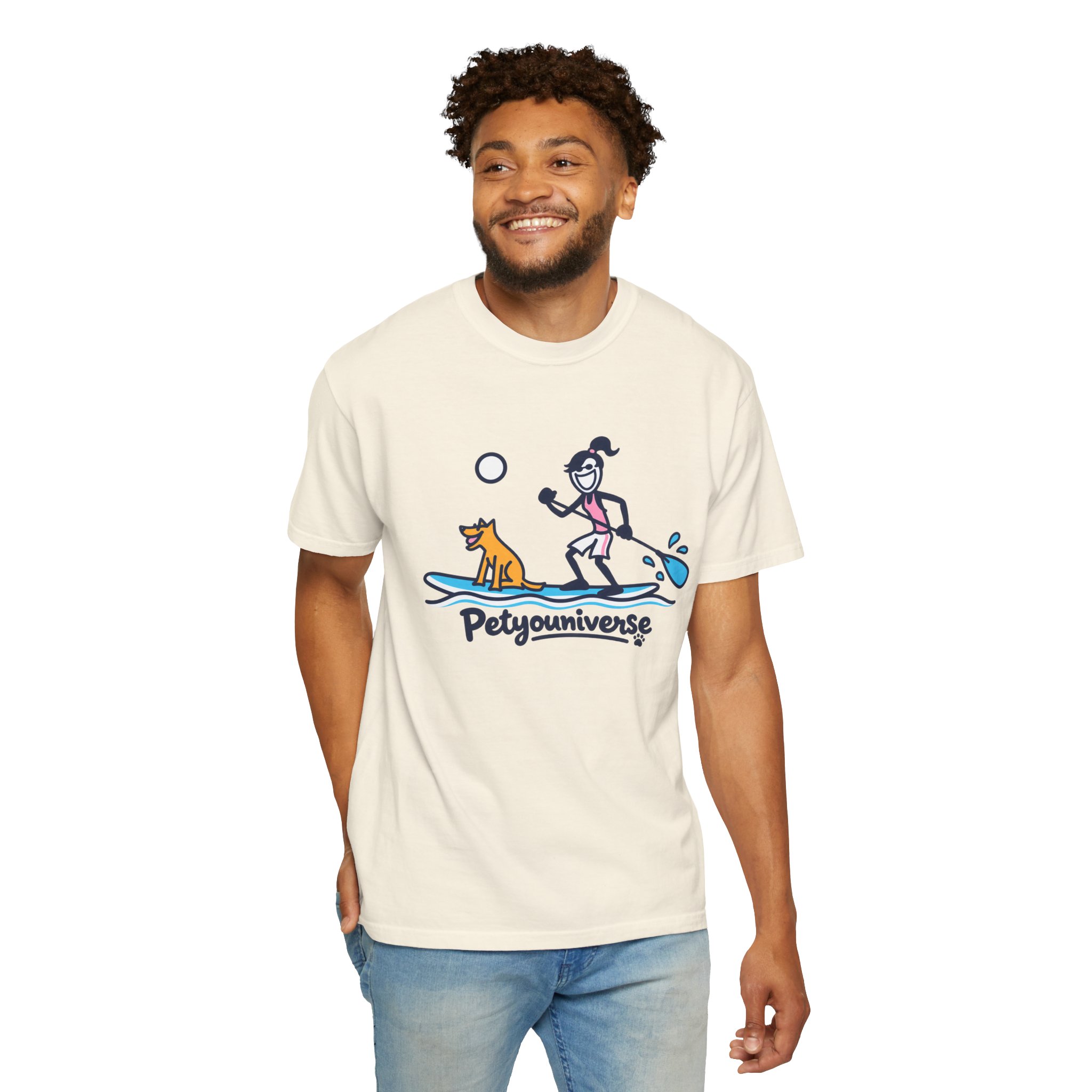 Paddleboarding Pup Graphic T-Shirt — "Petyouniverse" Dog & Owner Paddleboard Tee - Image 14