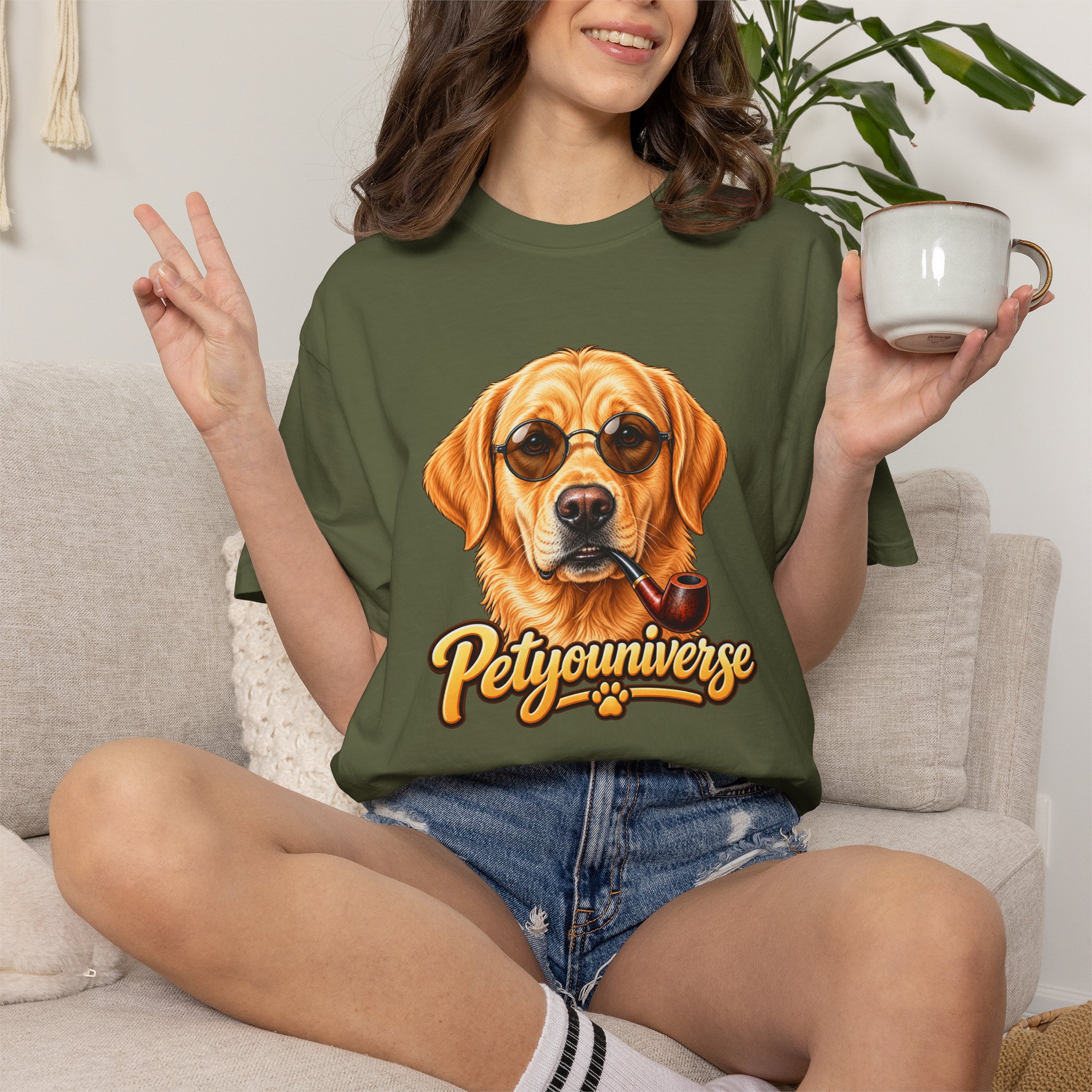 Dog Graphic T-Shirt — 'PetYoUniverse' Yellow Lab Portrait Tee - Image 66