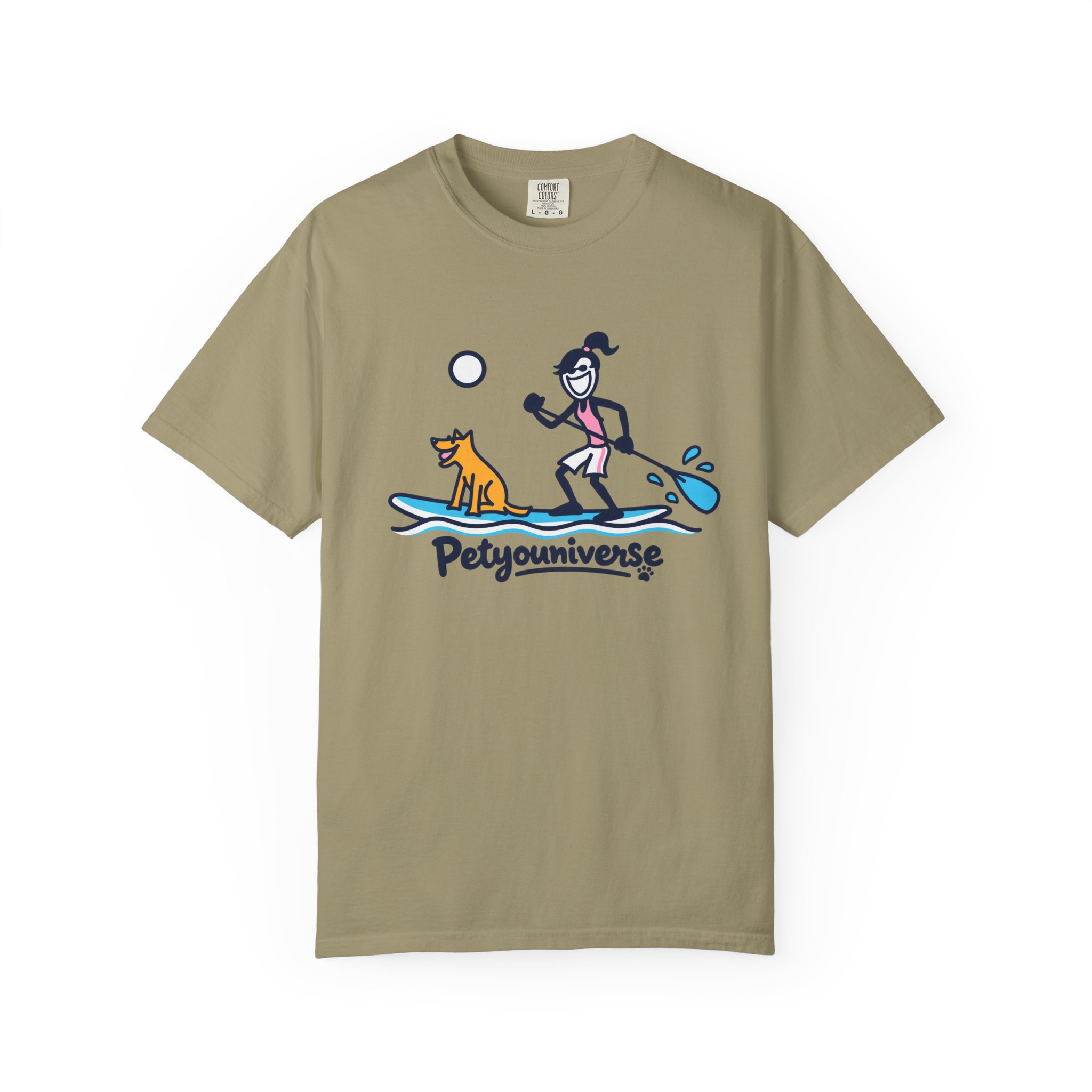 Paddleboarding Pup Graphic T-Shirt — "Petyouniverse" Dog & Owner Paddleboard Tee - Image 33