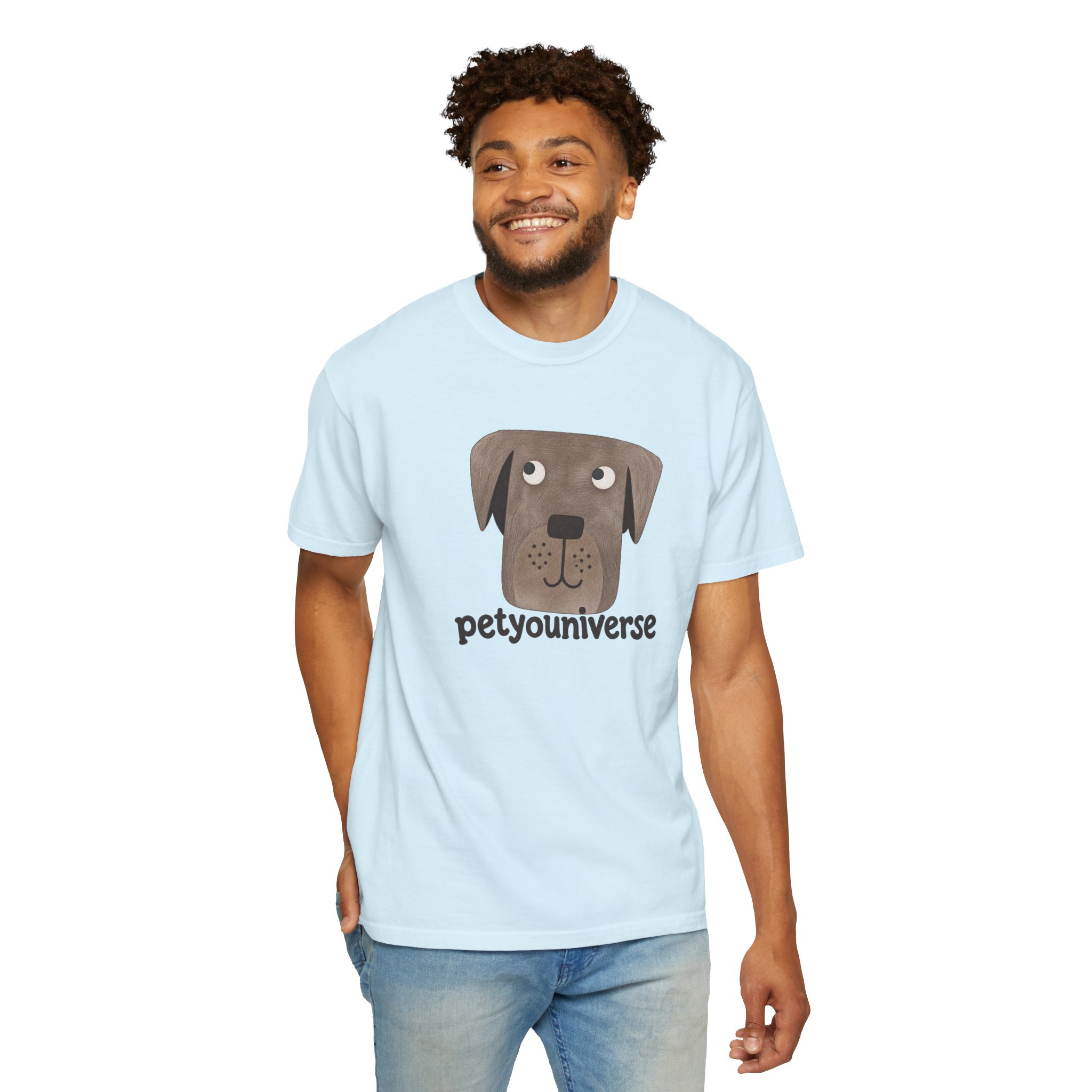 Dog Face Graphic T‑Shirt — "petyouniverse" Cute Pet Logo Tee - Image 79